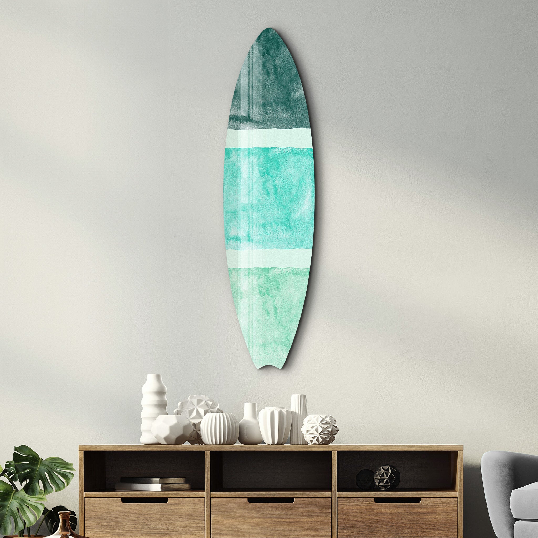 Ocean Breeze Abstract | Surfboard Glass Wall Art