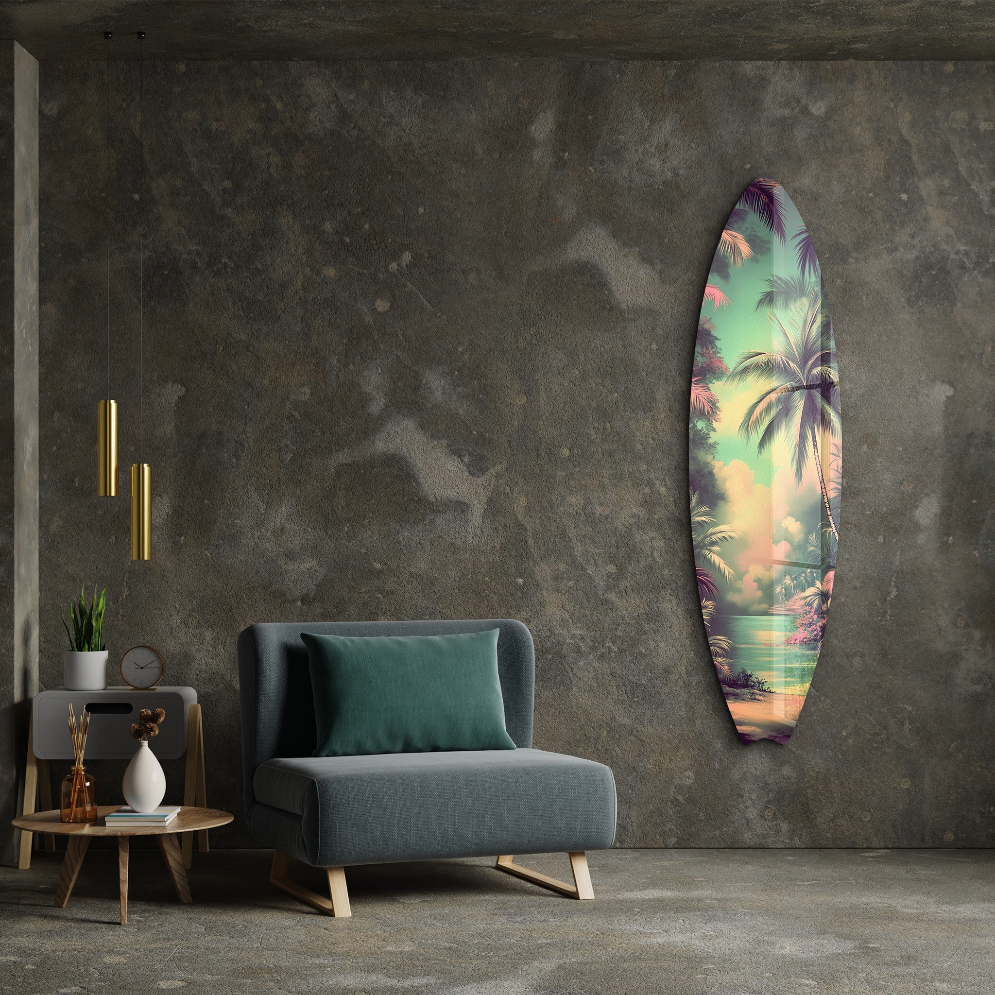 Tropical Paradise | Surfboard Glass Wall Art