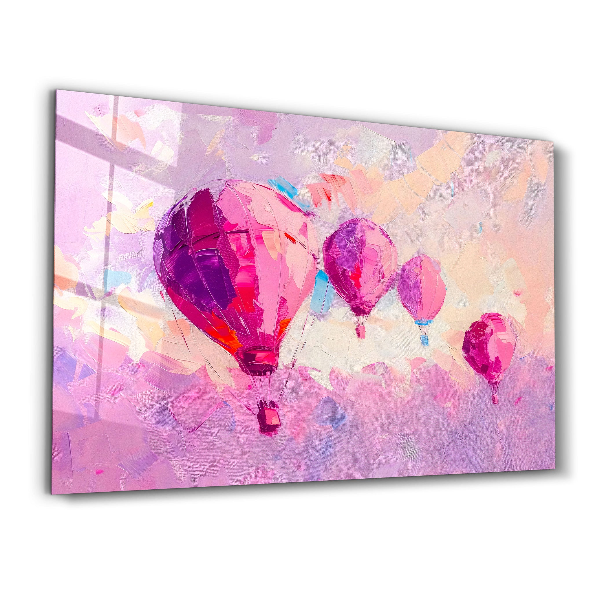 Ölgemälde mit rosa Luftballons – <tc>Glasbild</tc>