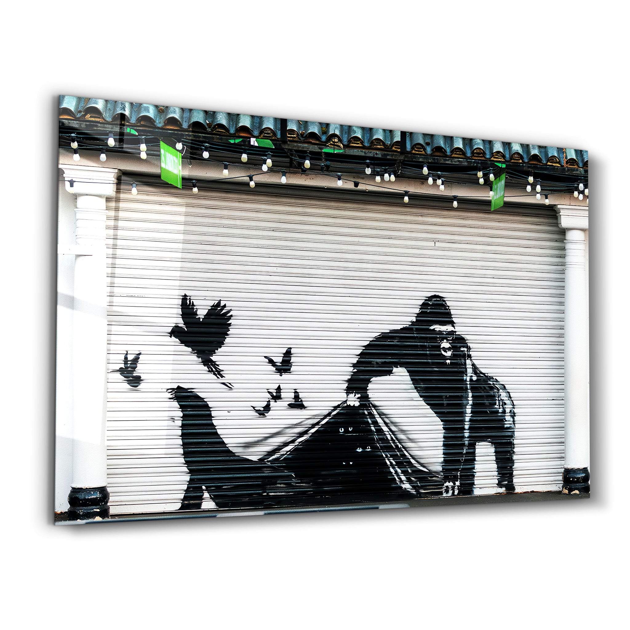 Banksy – Flucht aus dem Zoo – <tc>Glasbild</tc>