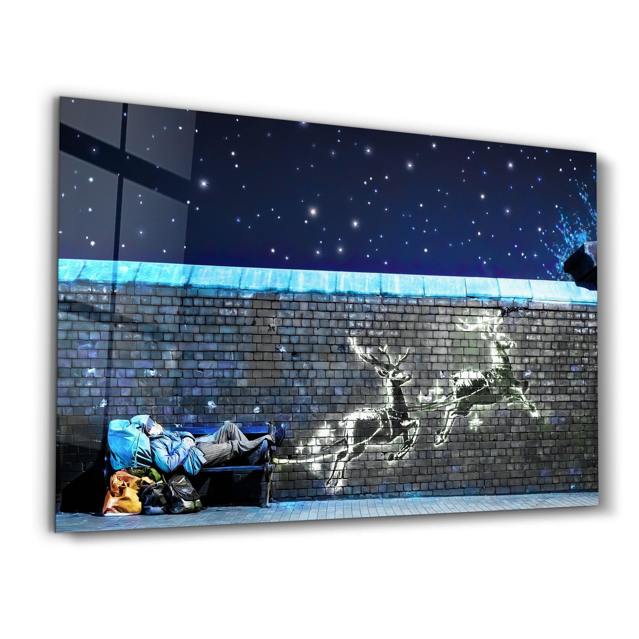 Banksy - Reindeers - Glass Wall Art