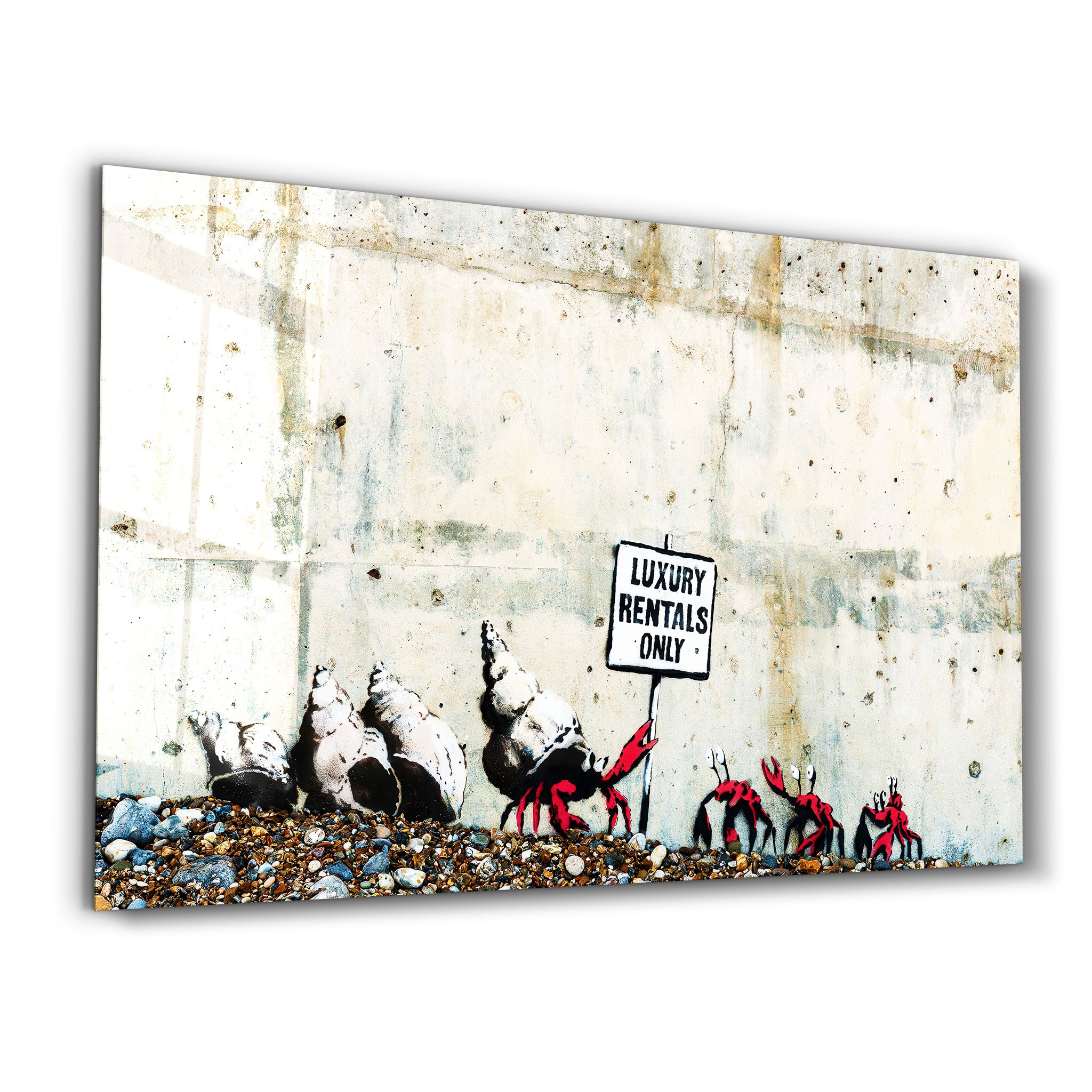 Banksy – Nur Luxusmieten – <tc>Glasbild</tc>