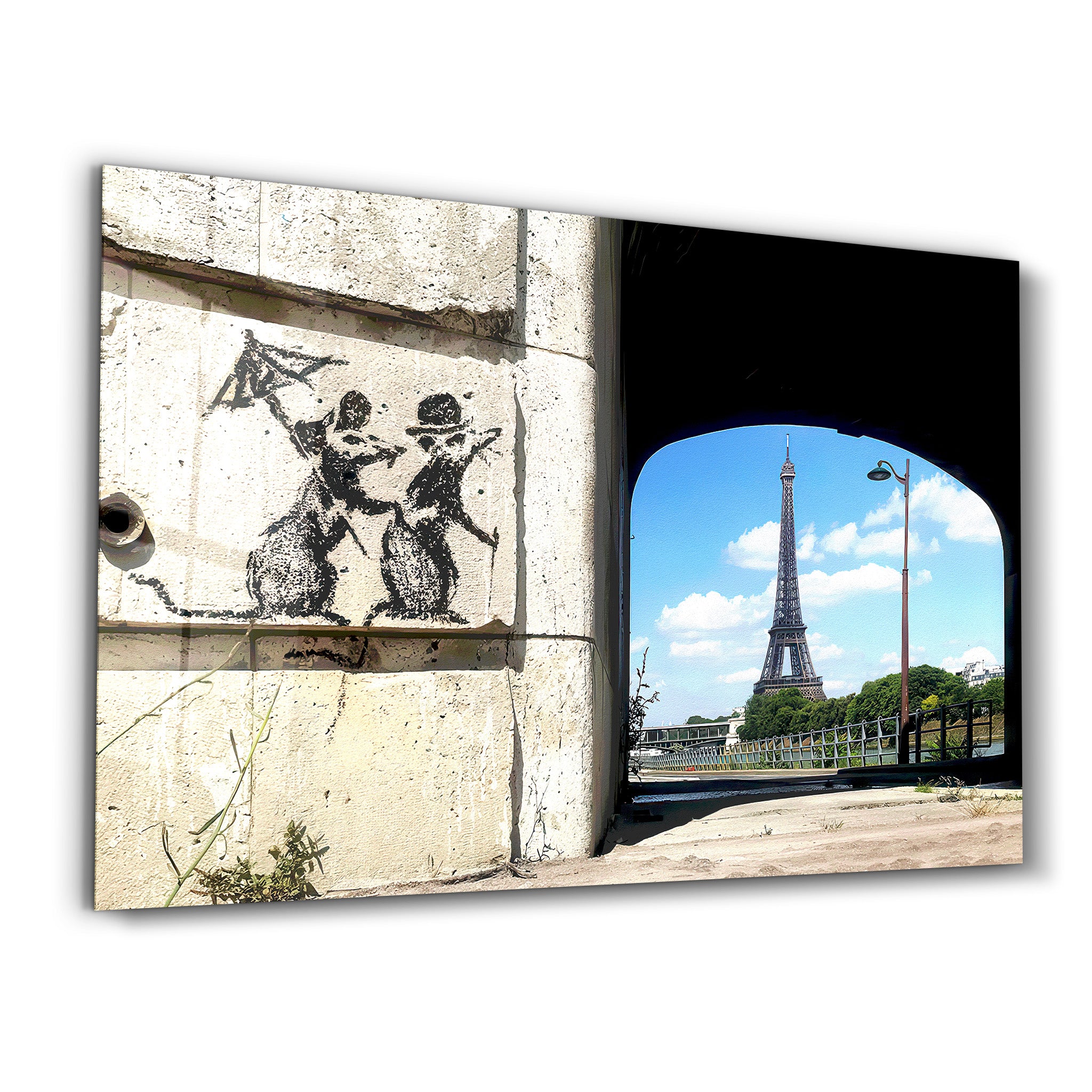 Banksy - Wandering Around Paris - Glass Wall Art