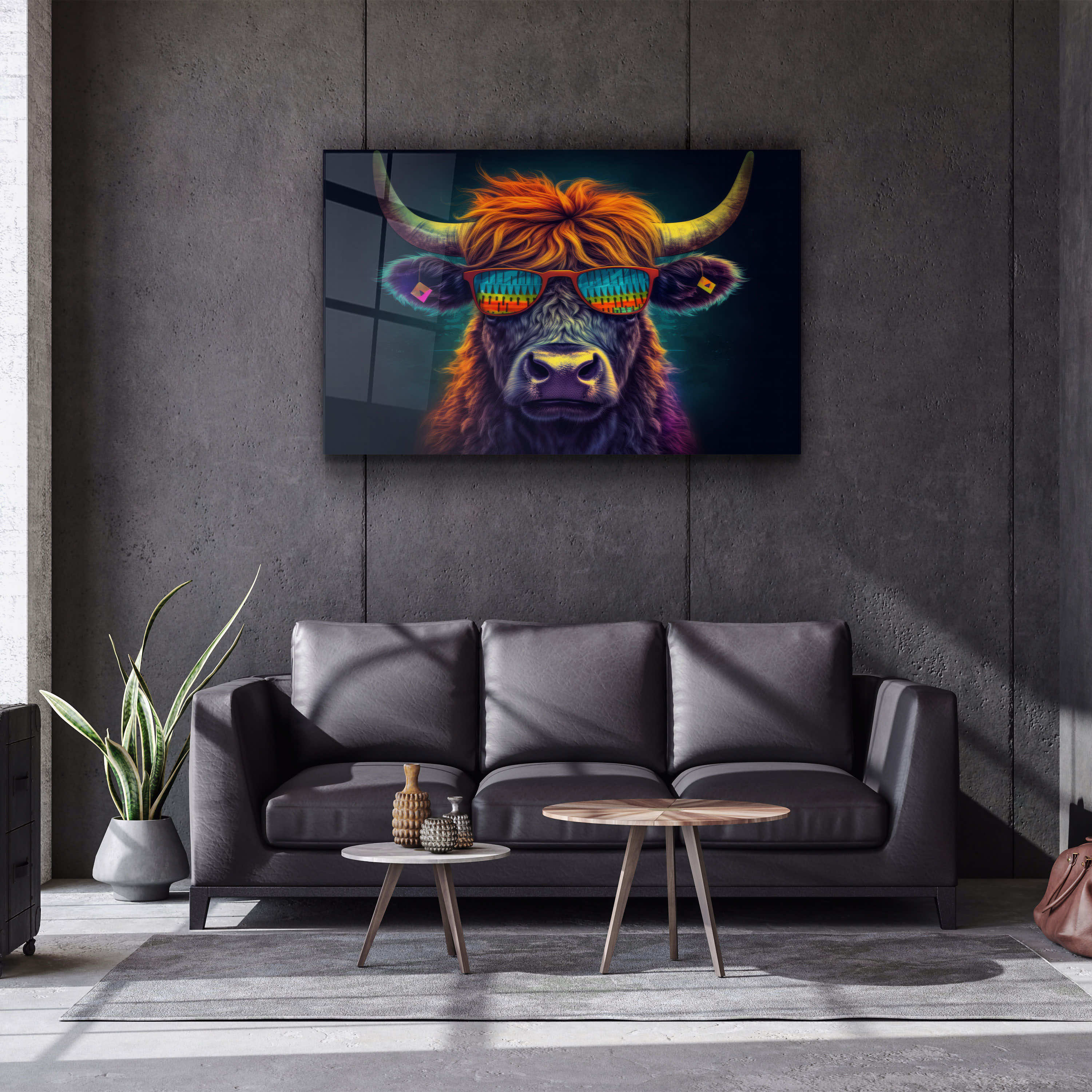 ・"Cool Bull"・Designers Collection Glass Wall Art