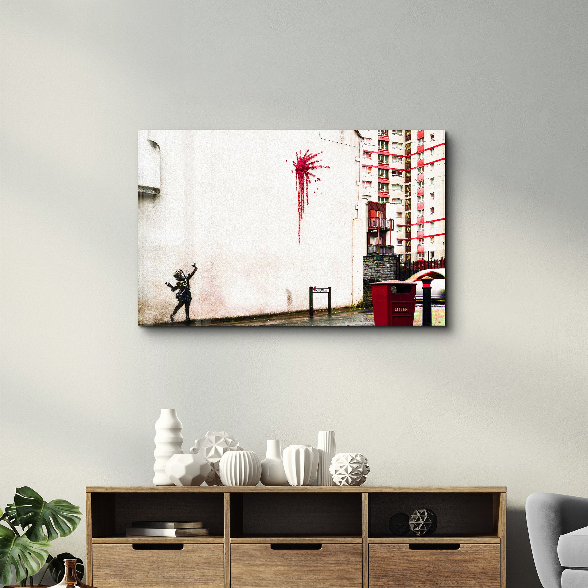 Banksy - Flower Sling - Art mural en verre