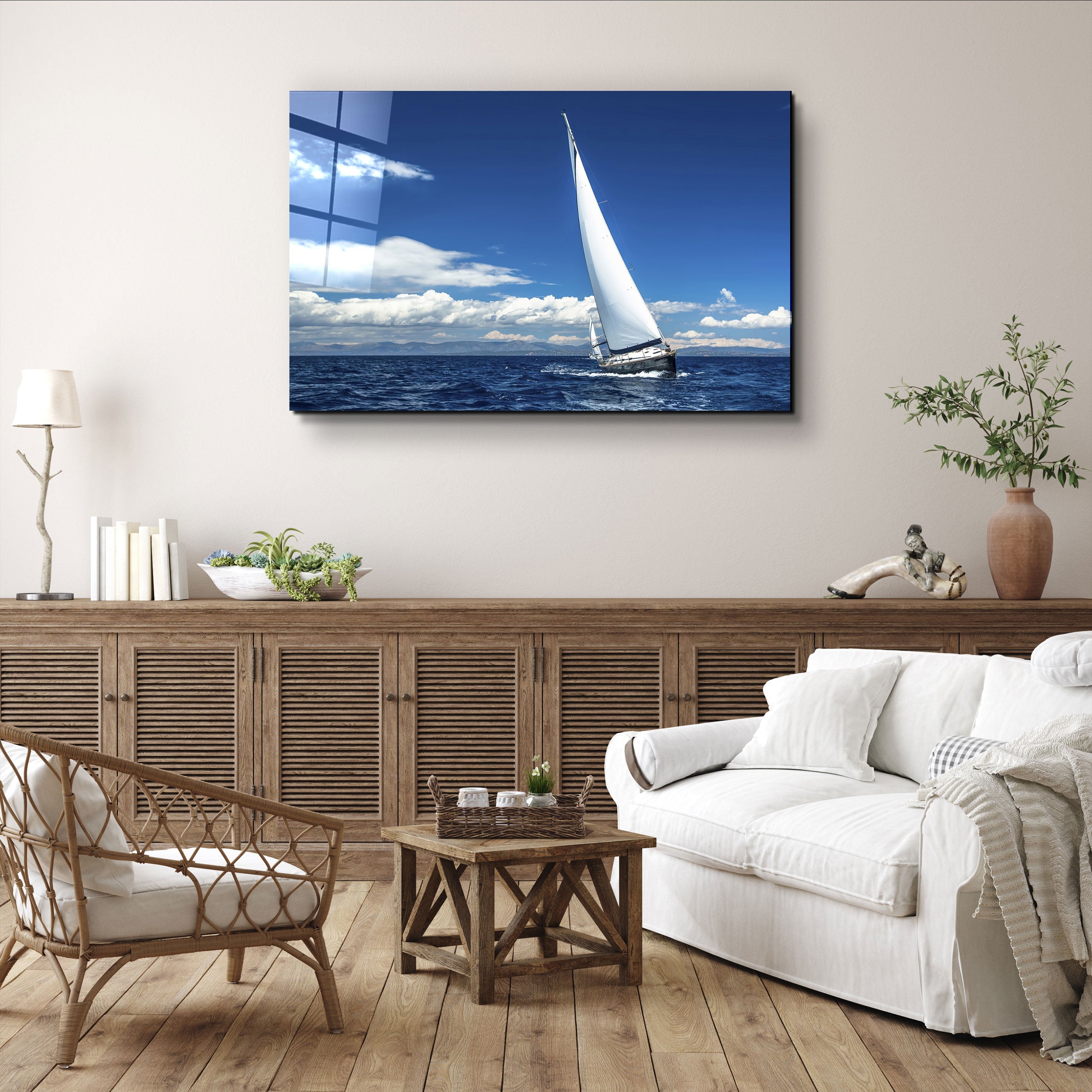 ・"Sailing in the Ocean"・Glass Printing Wall Art