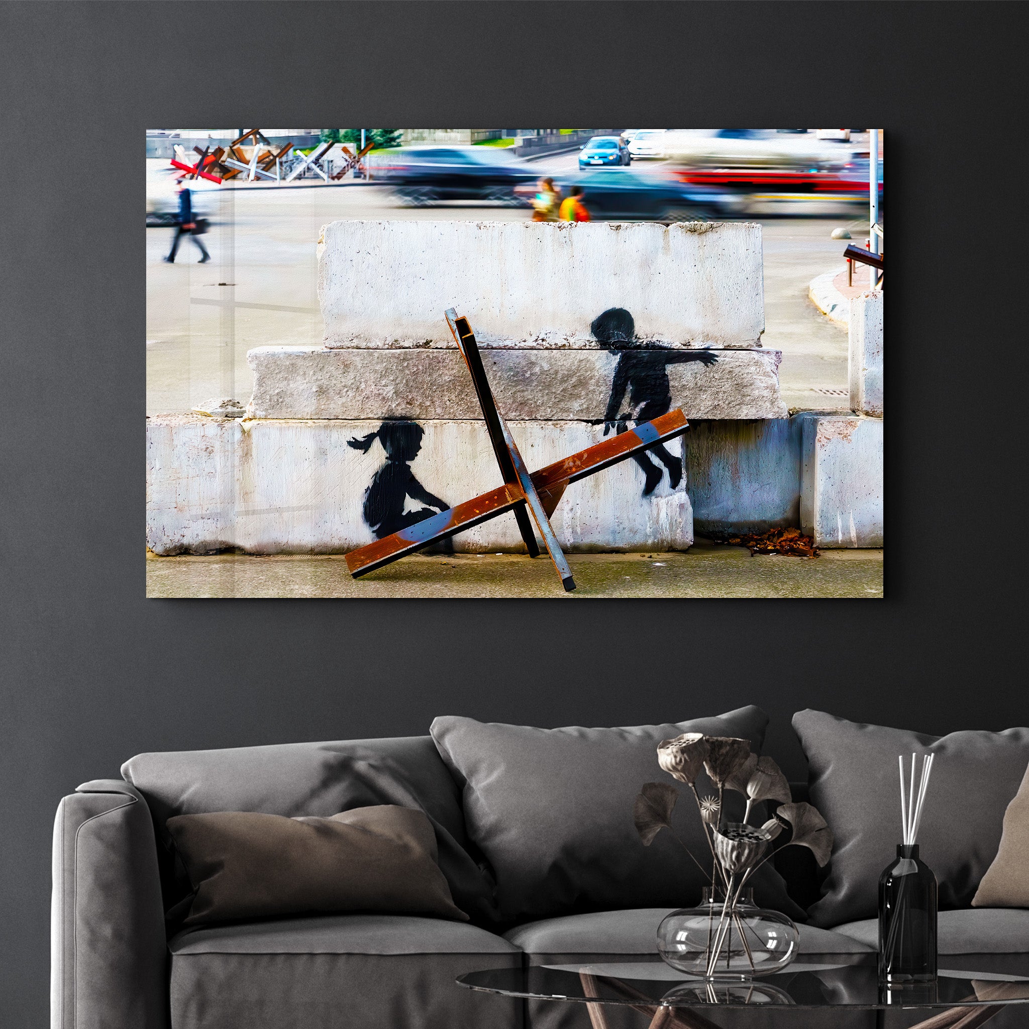 Banksy - Laissez les enfants jouer - Art mural en verre