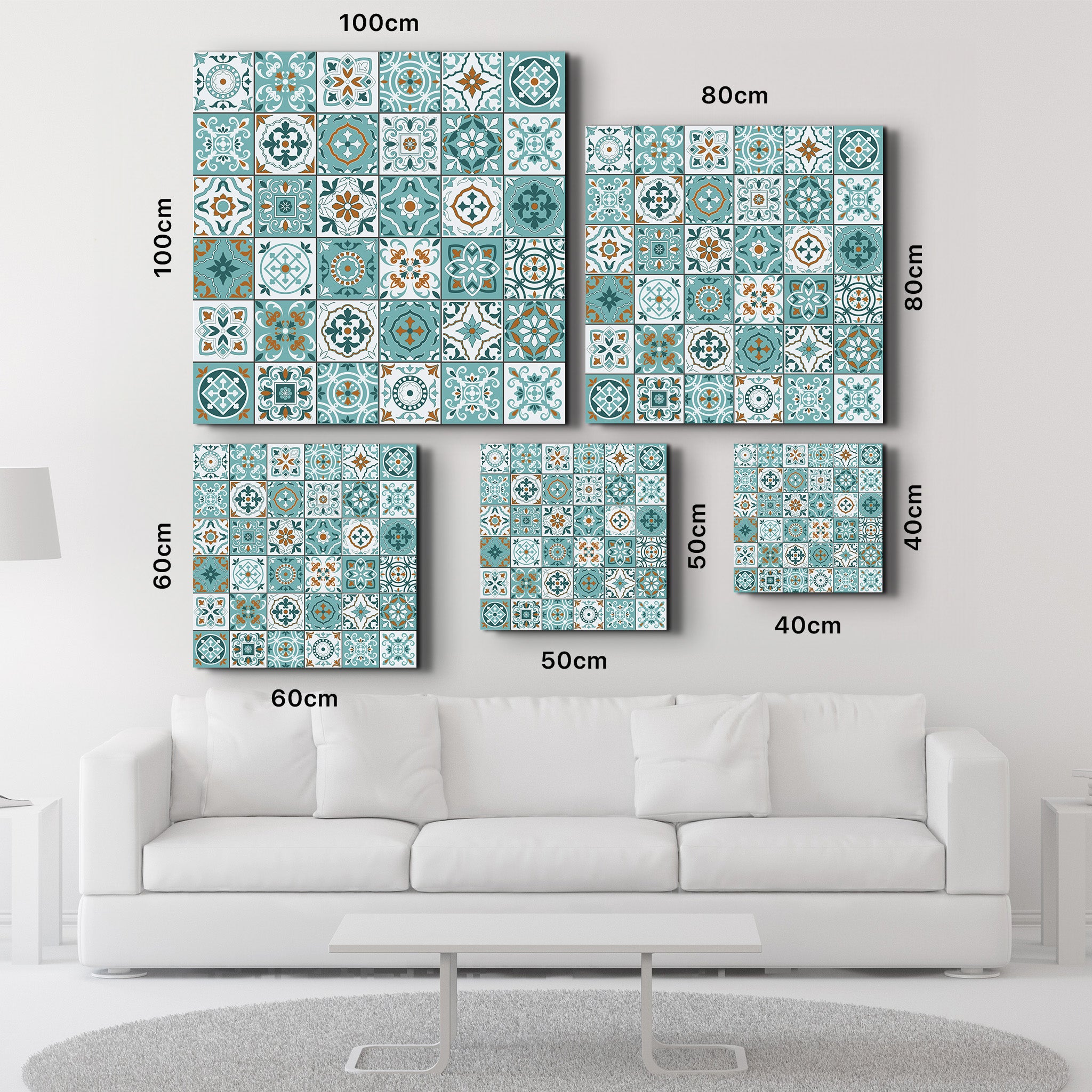 Collection de carreaux de céramique italiens turquoise | Art mural en verre