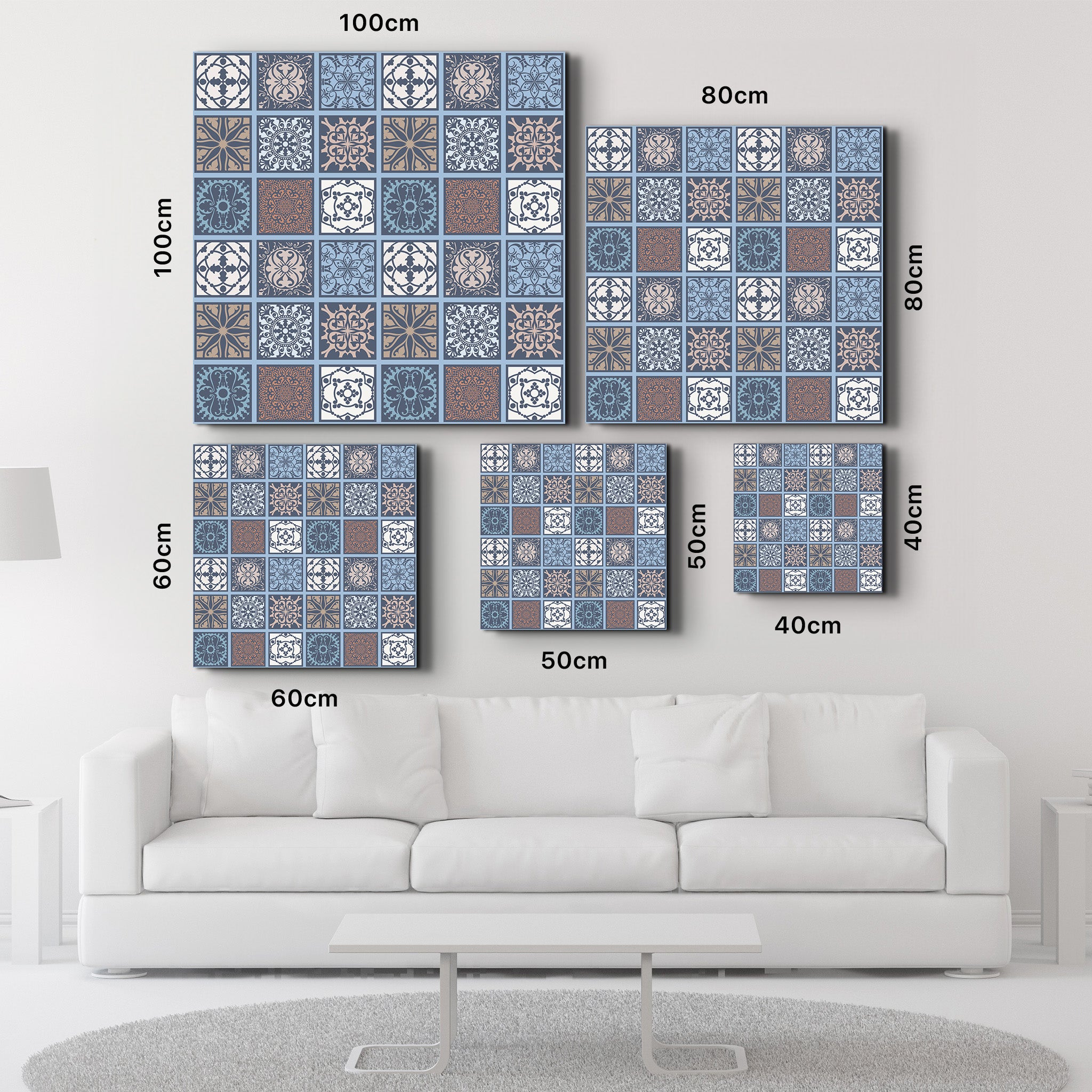 Blue-Brown Italian Ceramic Tiles Collection | Glass Wall Art