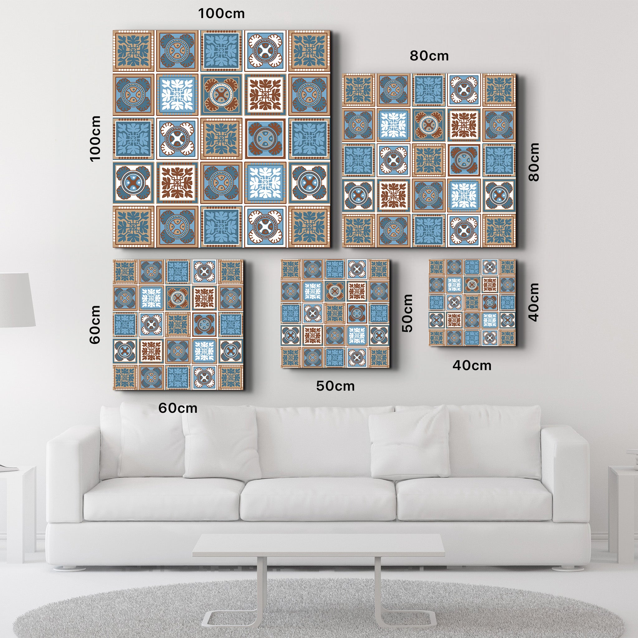 Blue-Light Brown Italian Ceramic Tiles Collection | Glass Wall Art