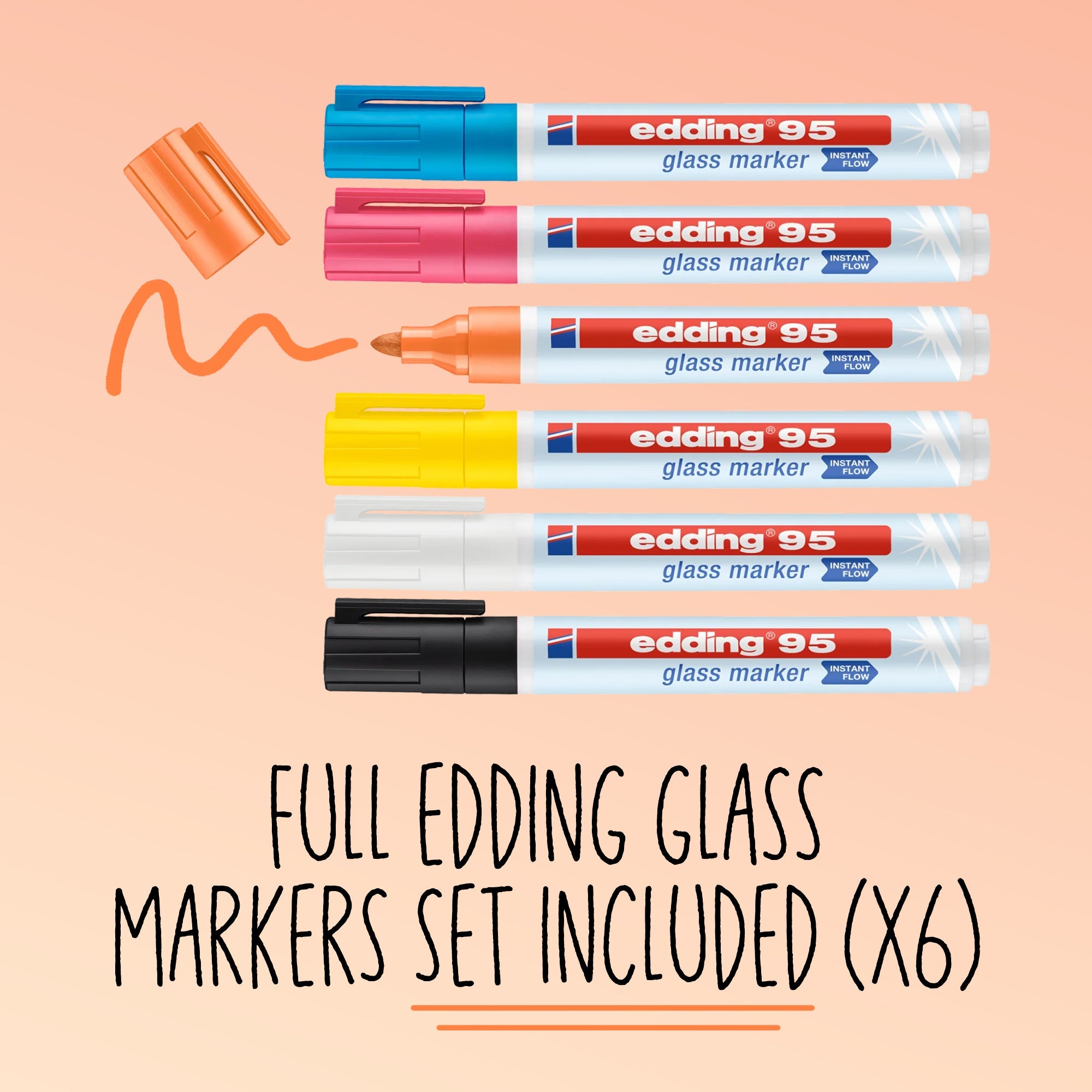 Custom Office/Workspace Creative Glass Board - 6x Edding Markers Set Included