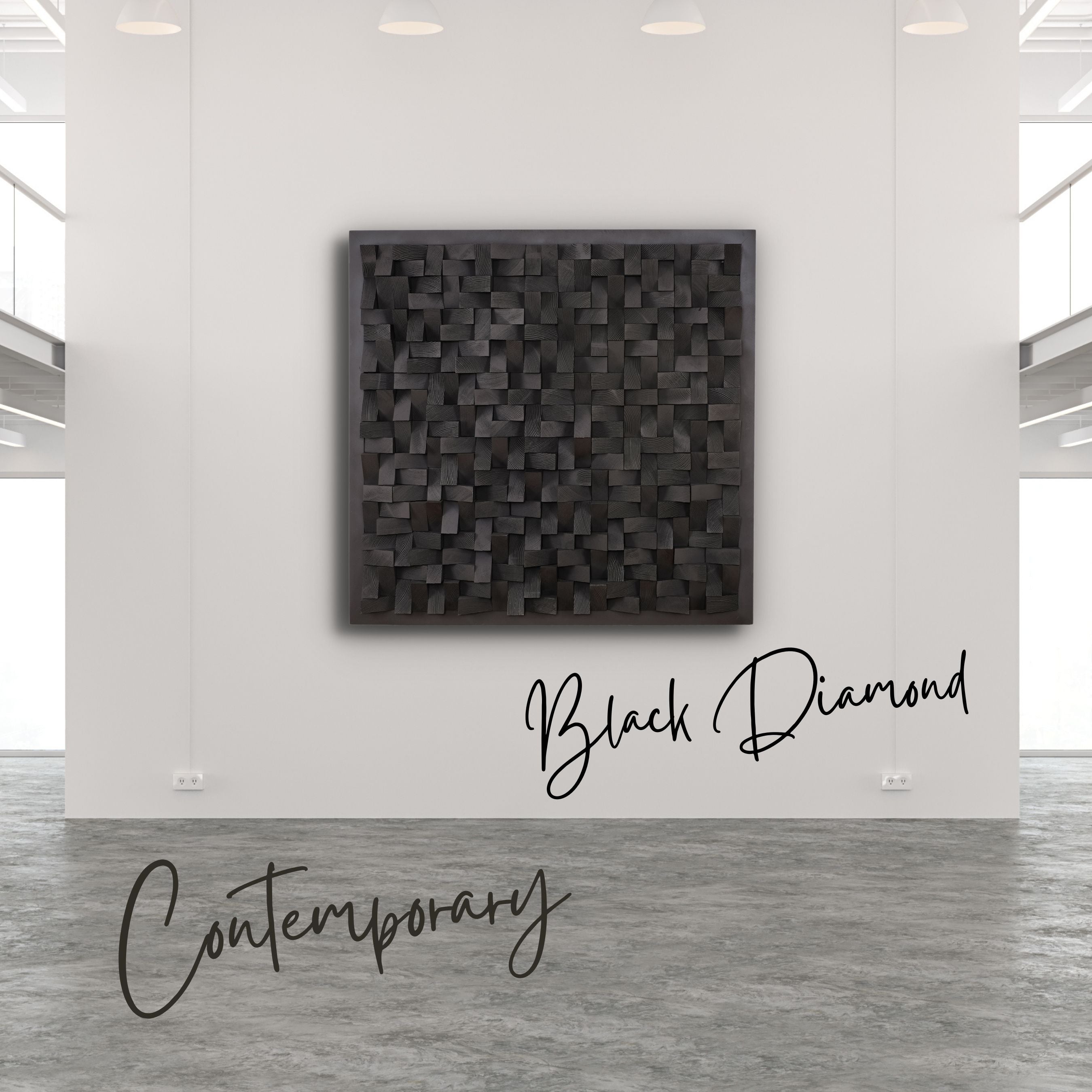 ・"Black Diamond"・Sculpture murale faite à la main en bois de qualité supérieure - Édition spéciale