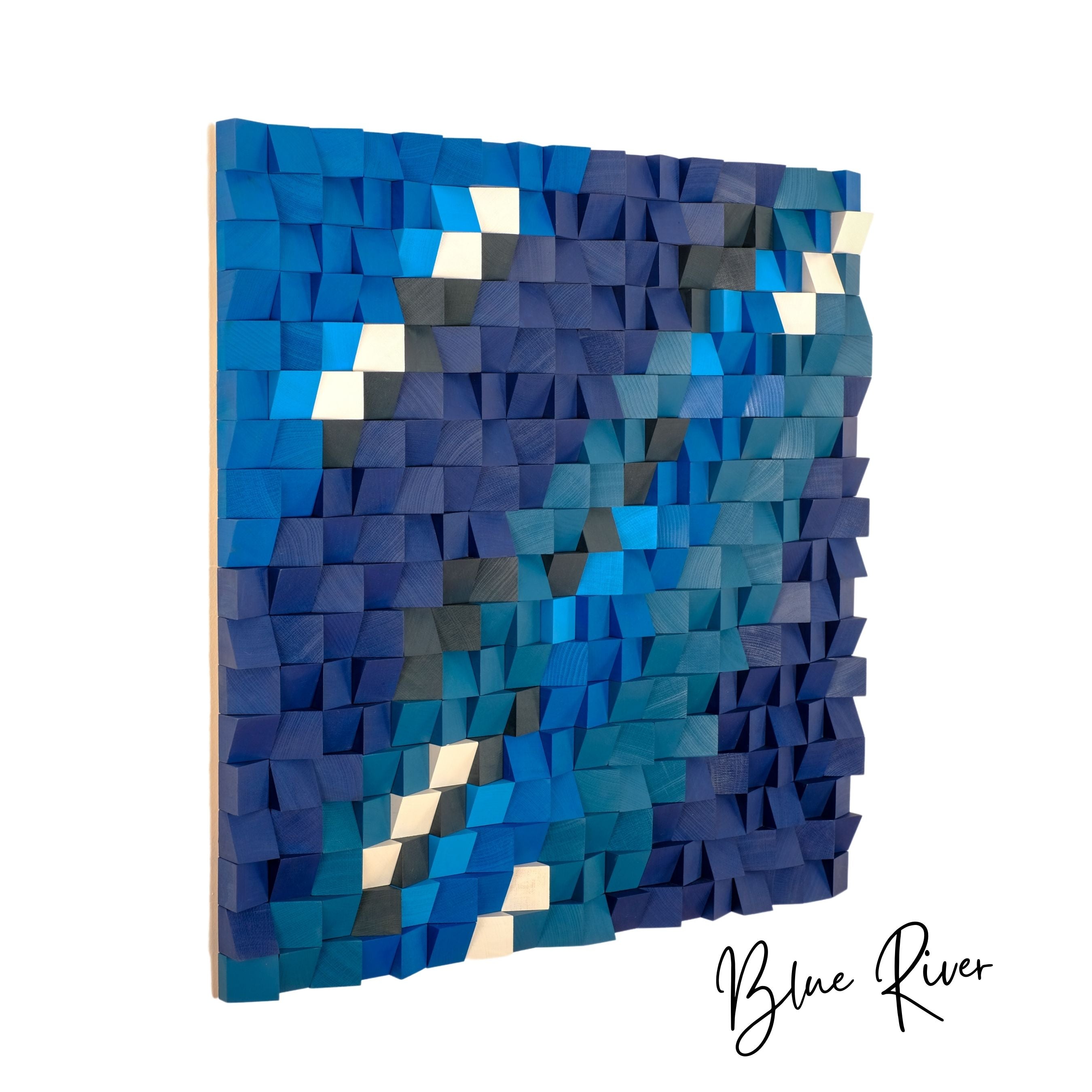 ・"Blue River"・Premium Wood Handmade Wall Sculpture - Limited Edition