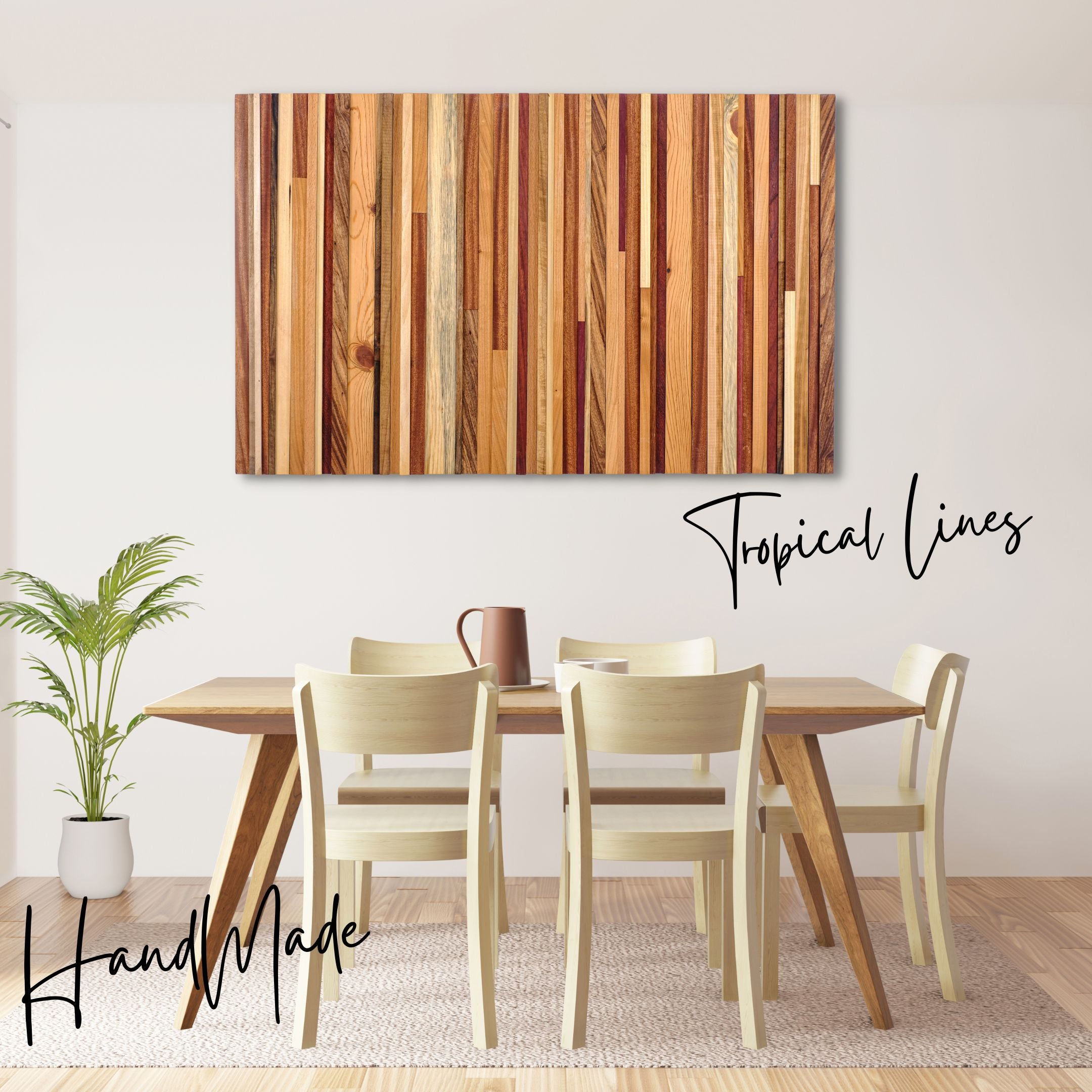 ・"Tropical Lines"・Premium Wood Handmade Wall Sculpture - Limited Edition