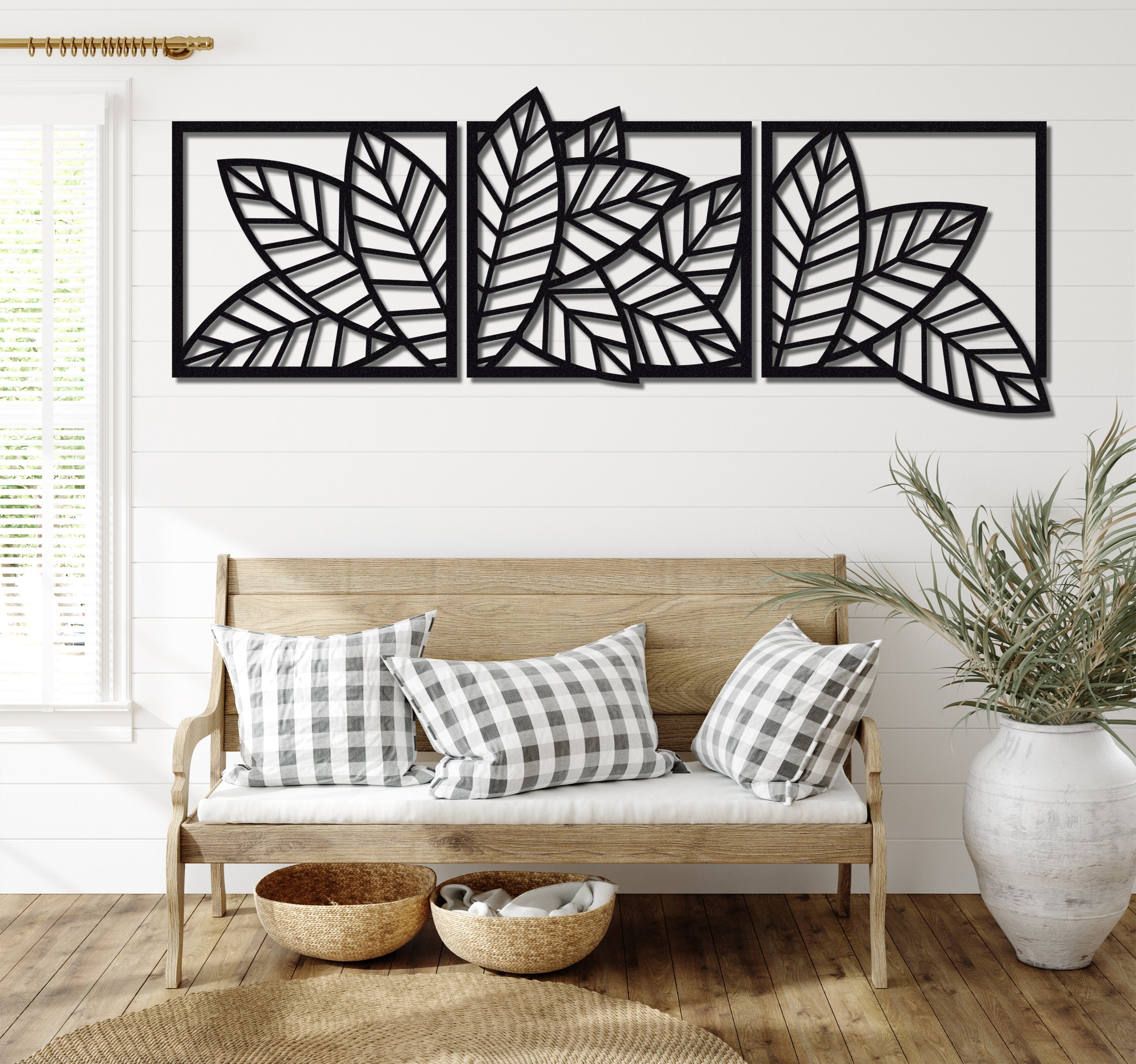 ・"Trio de feuilles"・Art mural en métal de qualité supérieure - Édition limitée