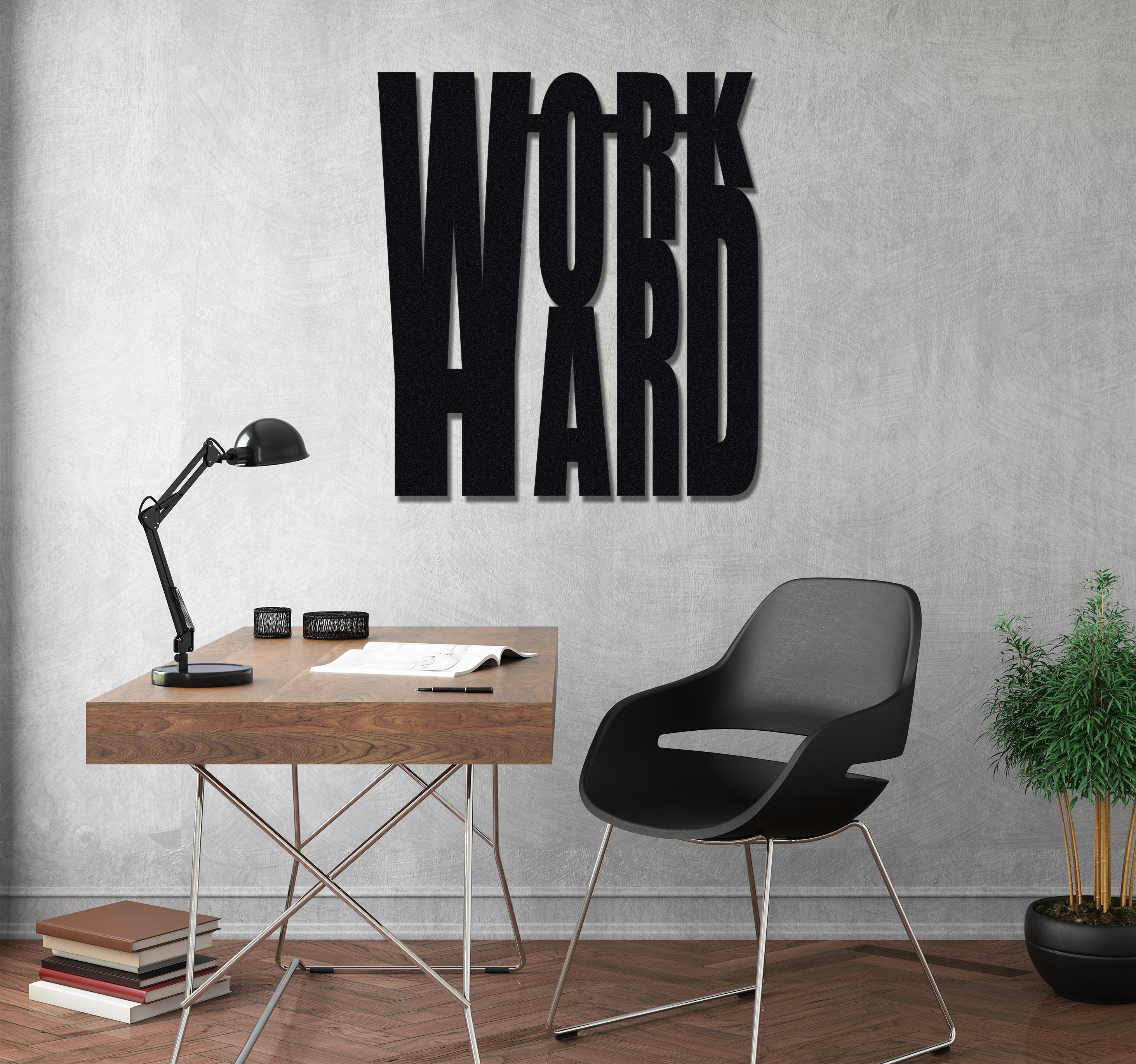 ・"Work Hard"・Premium Metal Wall Art - Limited Edition