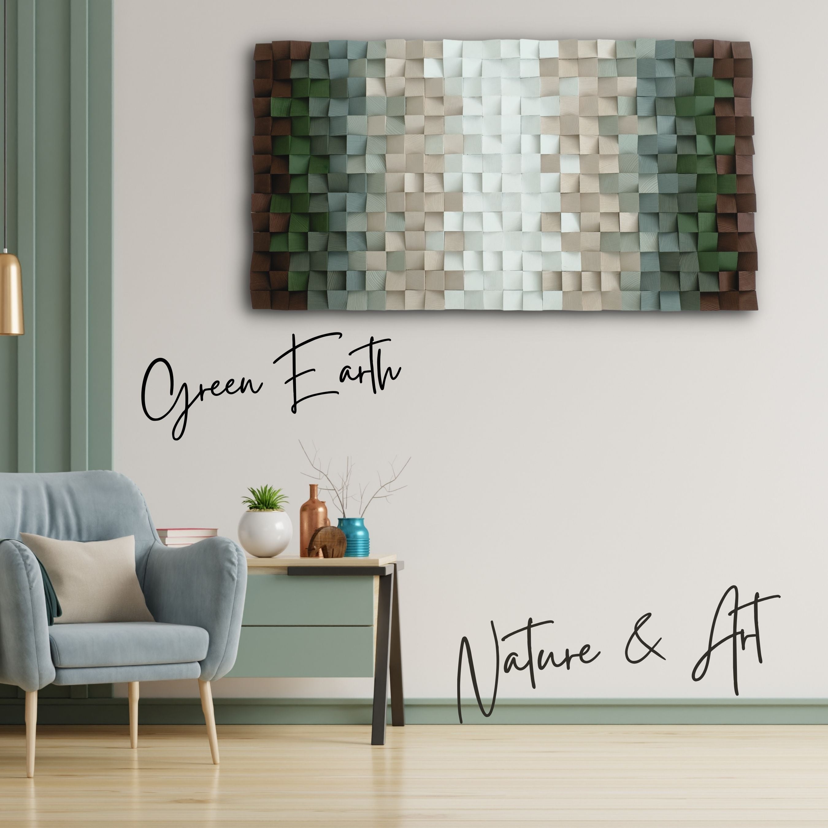 ・"Green Earth"・Premium Wood Handmade Wall Sculpture - Special Edition