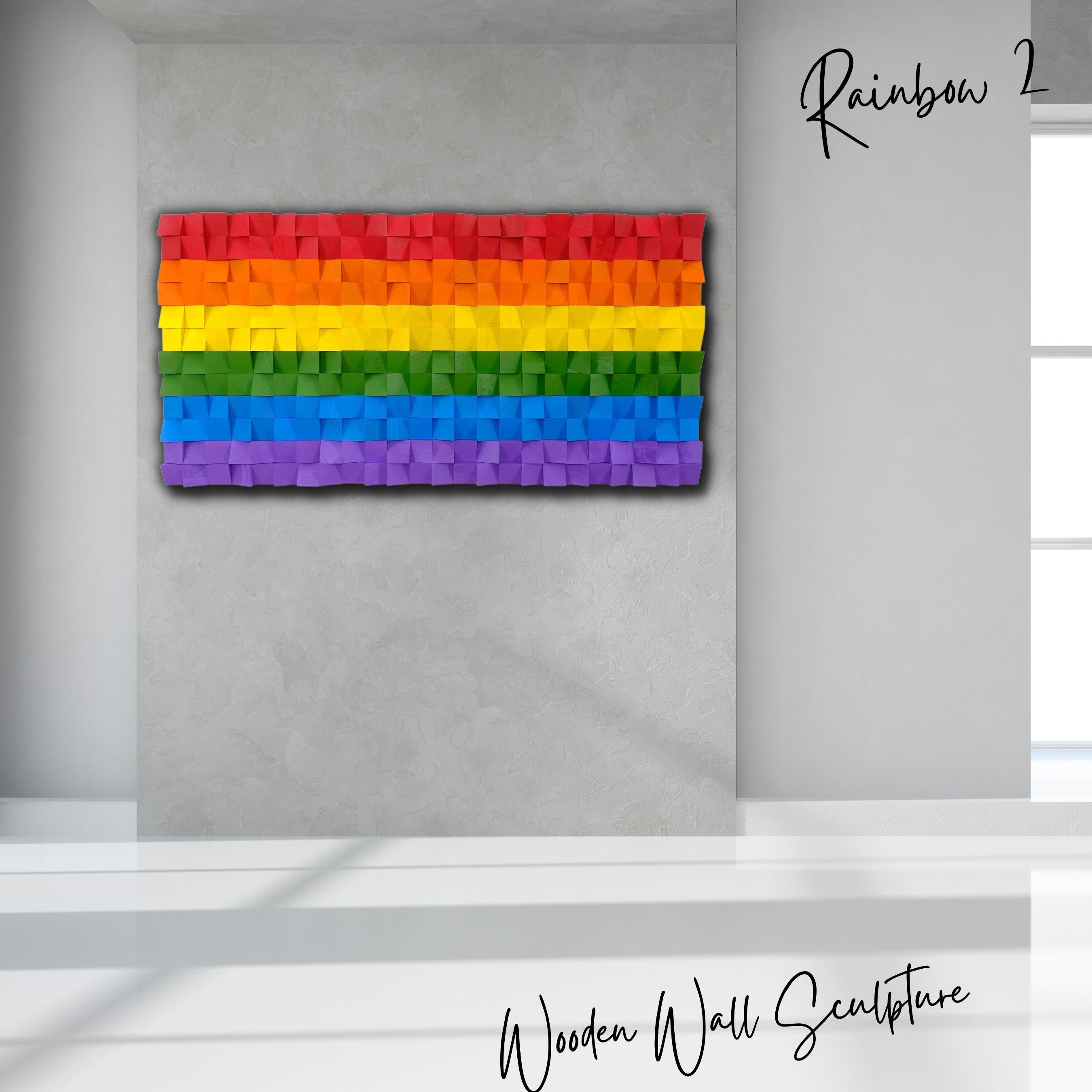 ・"Rainbow 2"・Premium Wood Handmade Wall Sculpture - Limited Edition