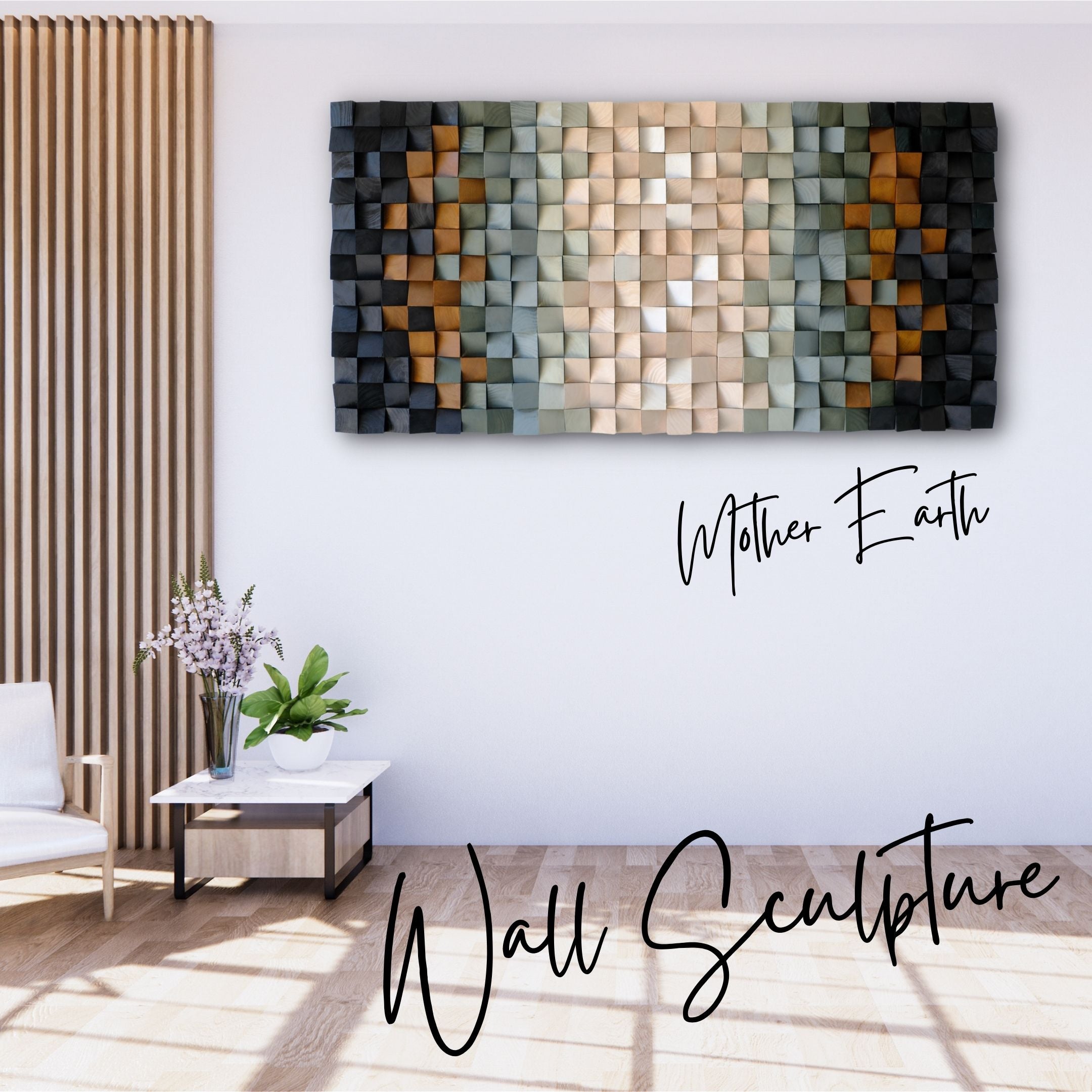 ・„Mutter Erde“・Handgefertigte Premium-Wandskulptur aus Holz – Sonderedition