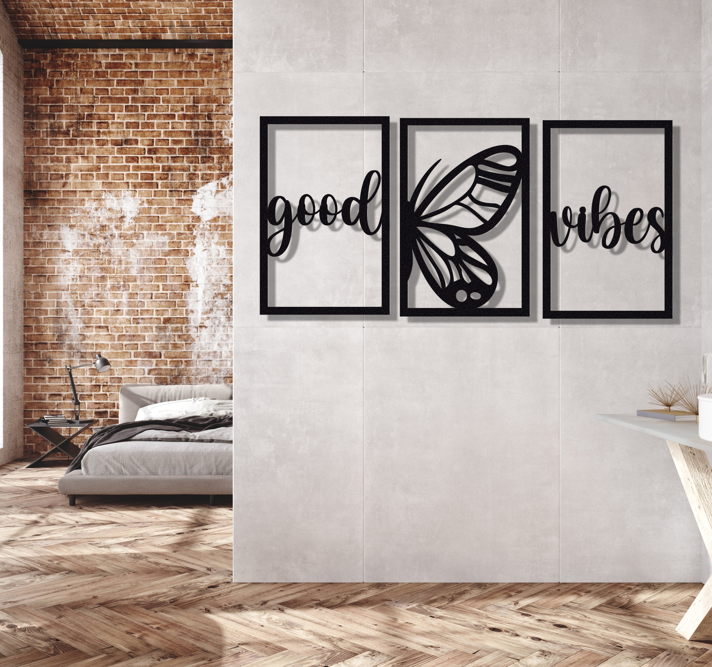 ・"Good Vibes Burtterfly Trio"・Premium Metal Wall Art - Limited Edition