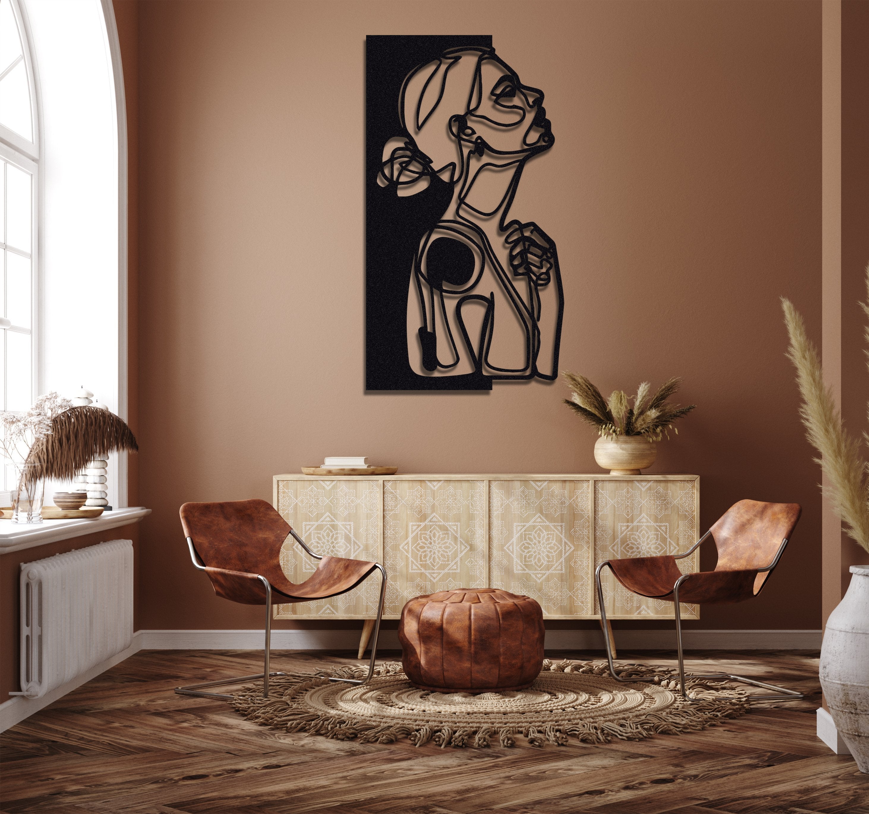 ・"Line Art Woman"・Art mural en métal de qualité supérieure - Édition limitée