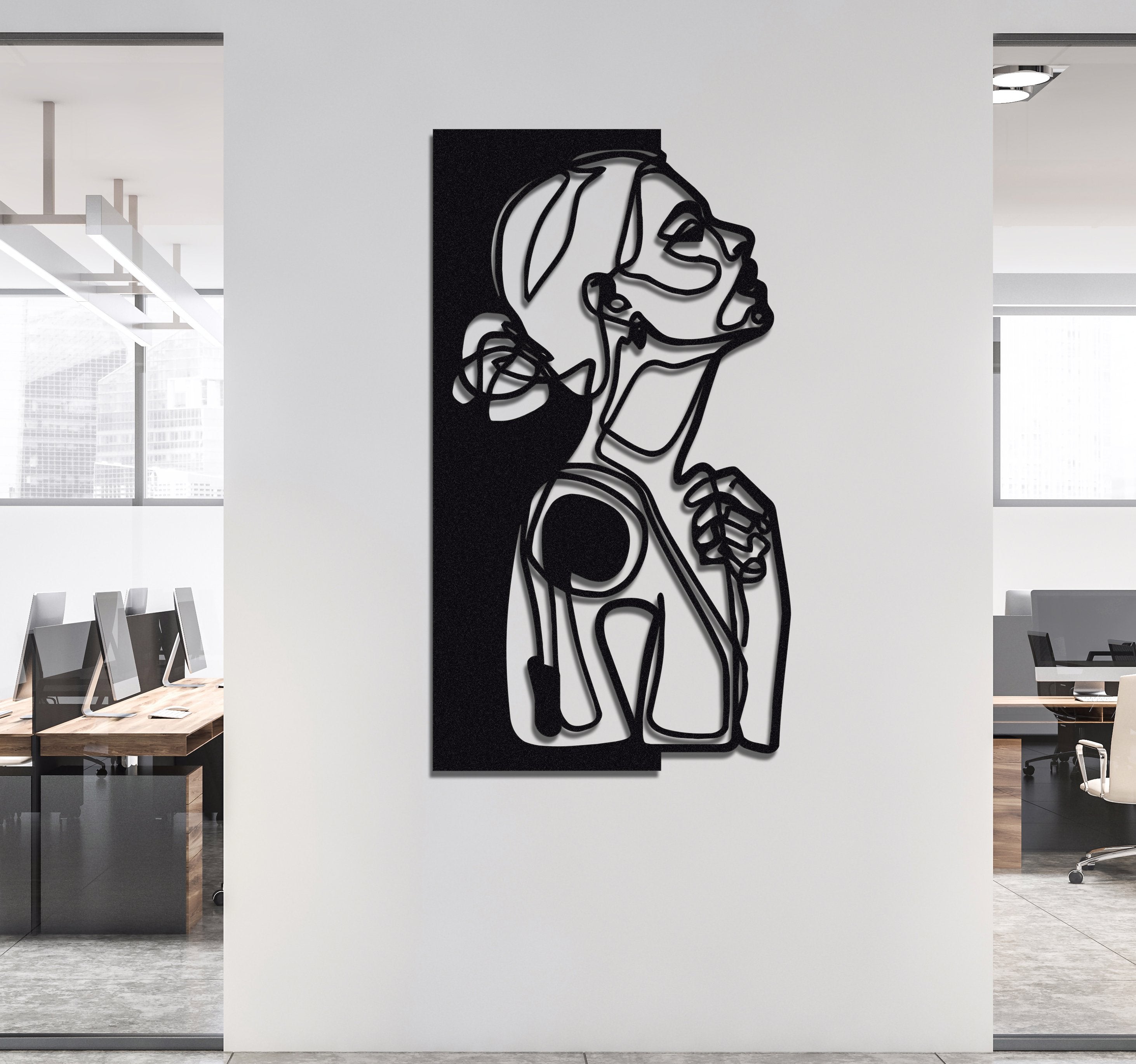 ・"Line Art Woman"・Art mural en métal de qualité supérieure - Édition limitée