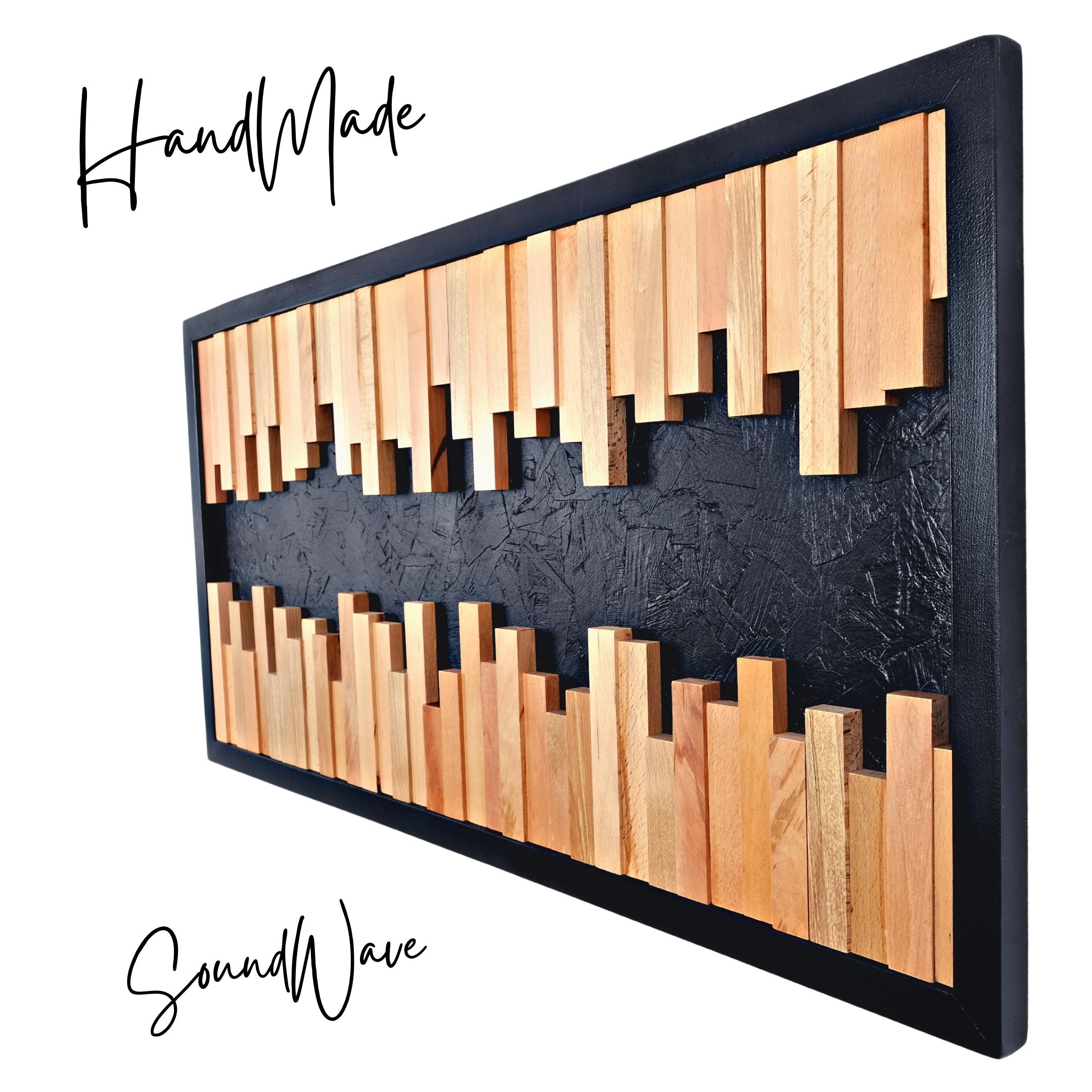 ・„SoundWave“・Handgefertigte Premium-Wandskulptur aus Holz – limitierte Auflage