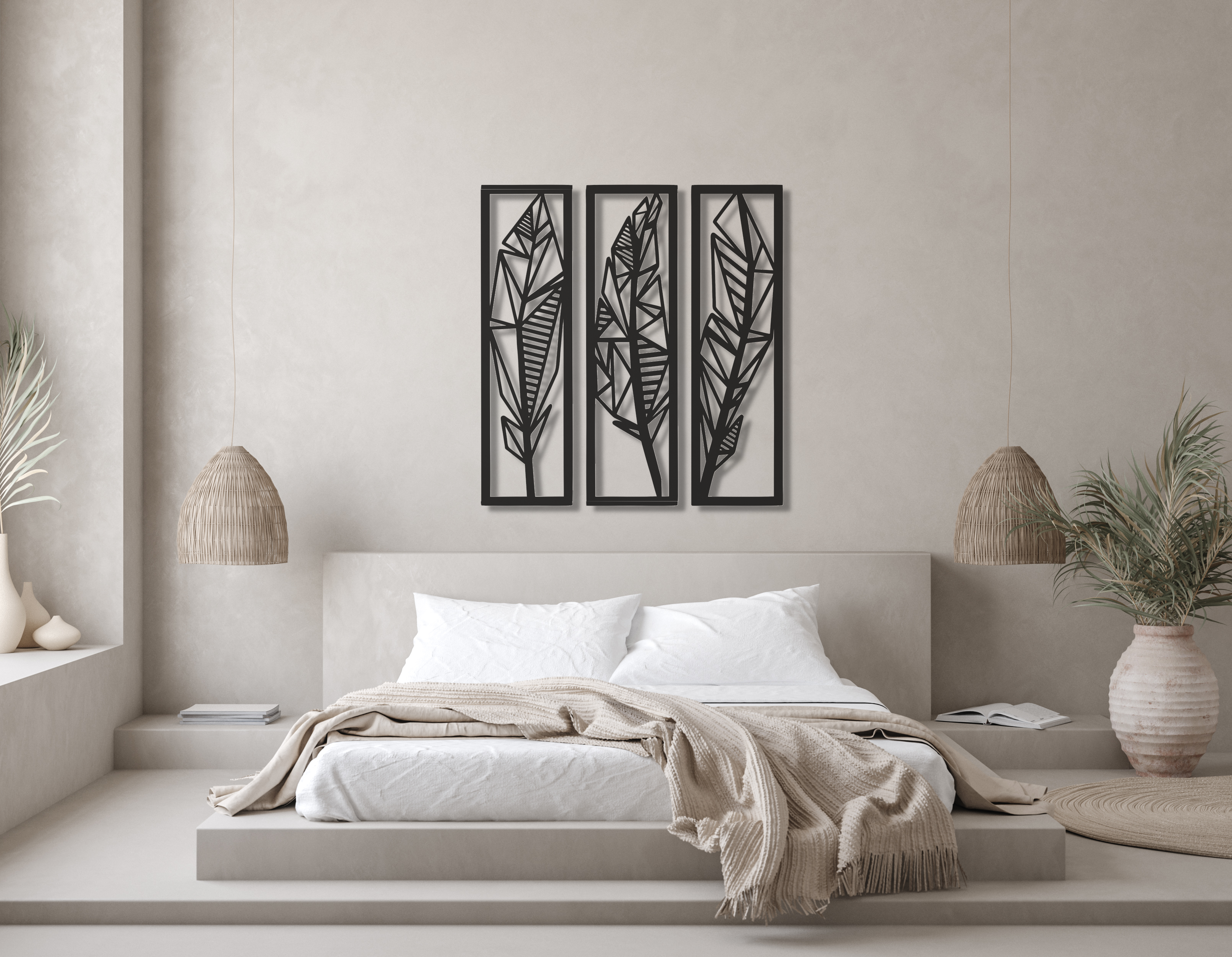 ・"Feathers Trio"・Premium Metal Wall Art - Limited Edition