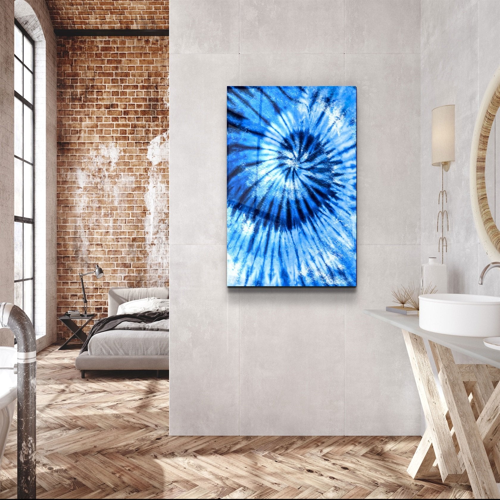 ・"Plume bleue"・Art mural en verre