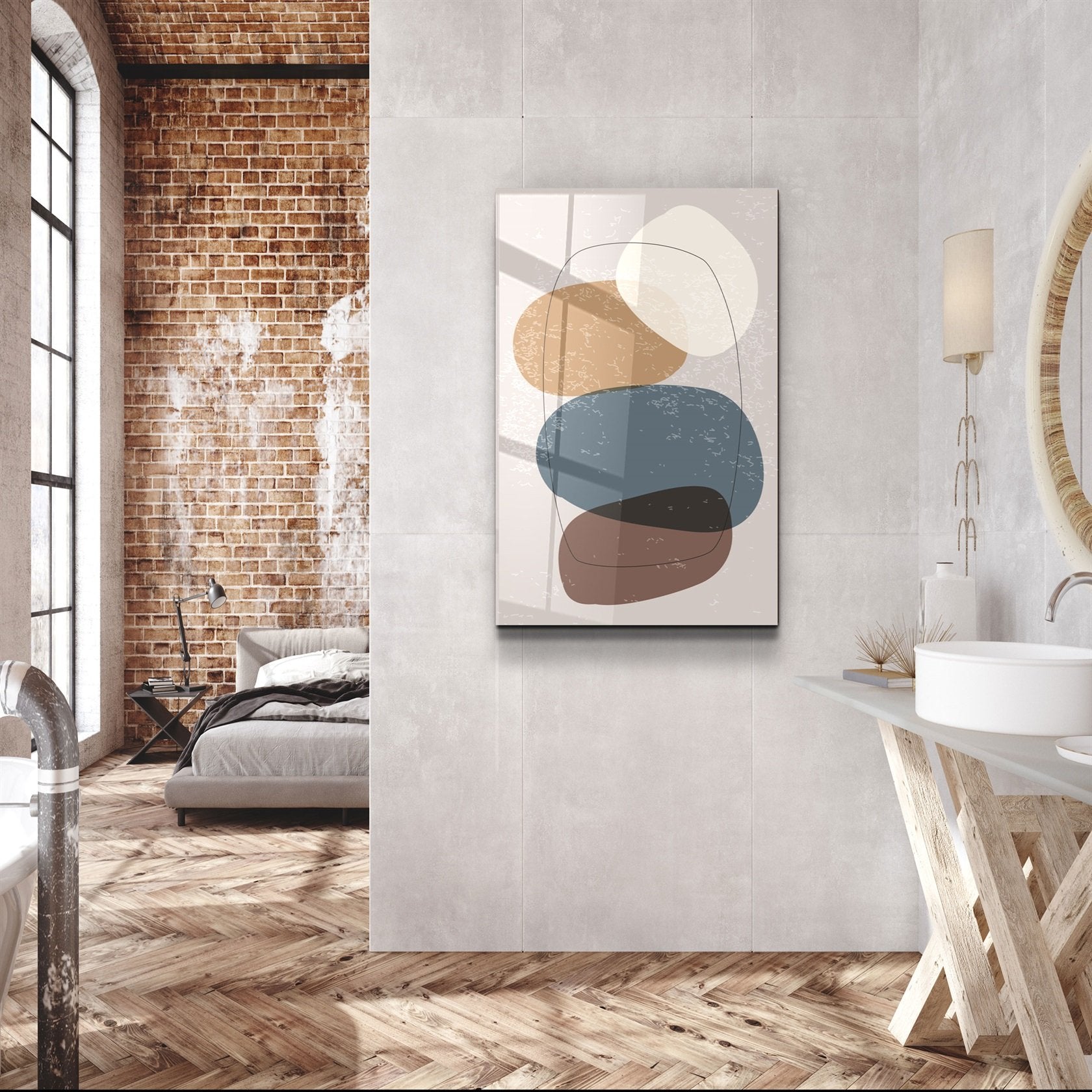 ・"Abstract Shapes V12"・Glass Wall Art