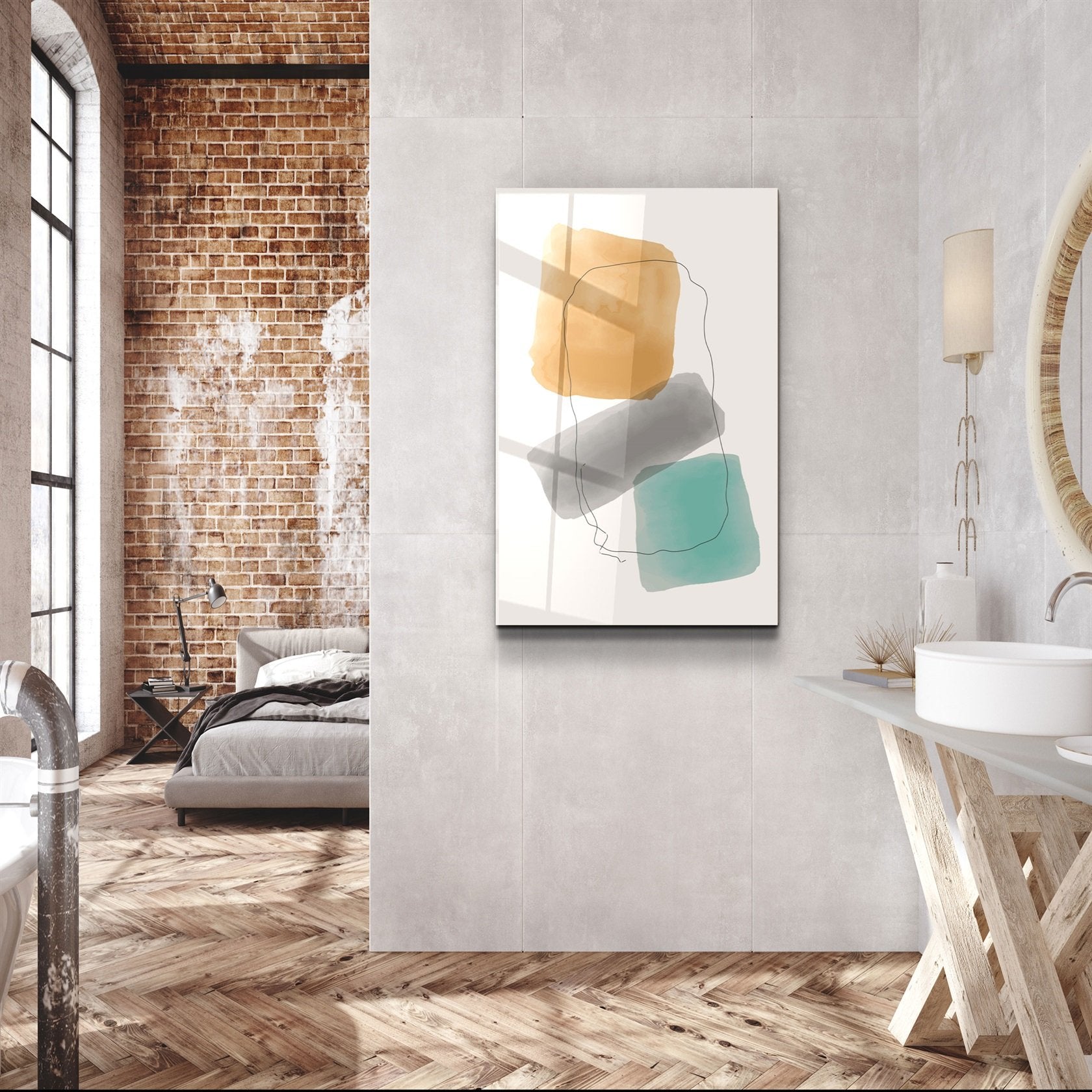 ・"Abstract Shapes V13"・Glass Wall Art