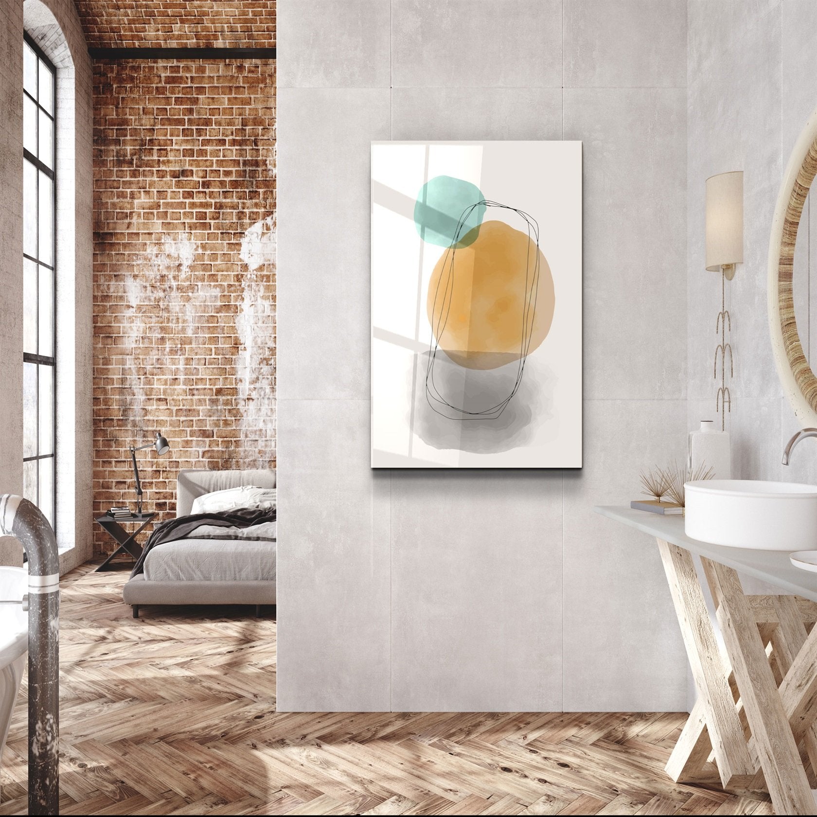 ・"Abstract Shapes V15"・Glass Wall Art