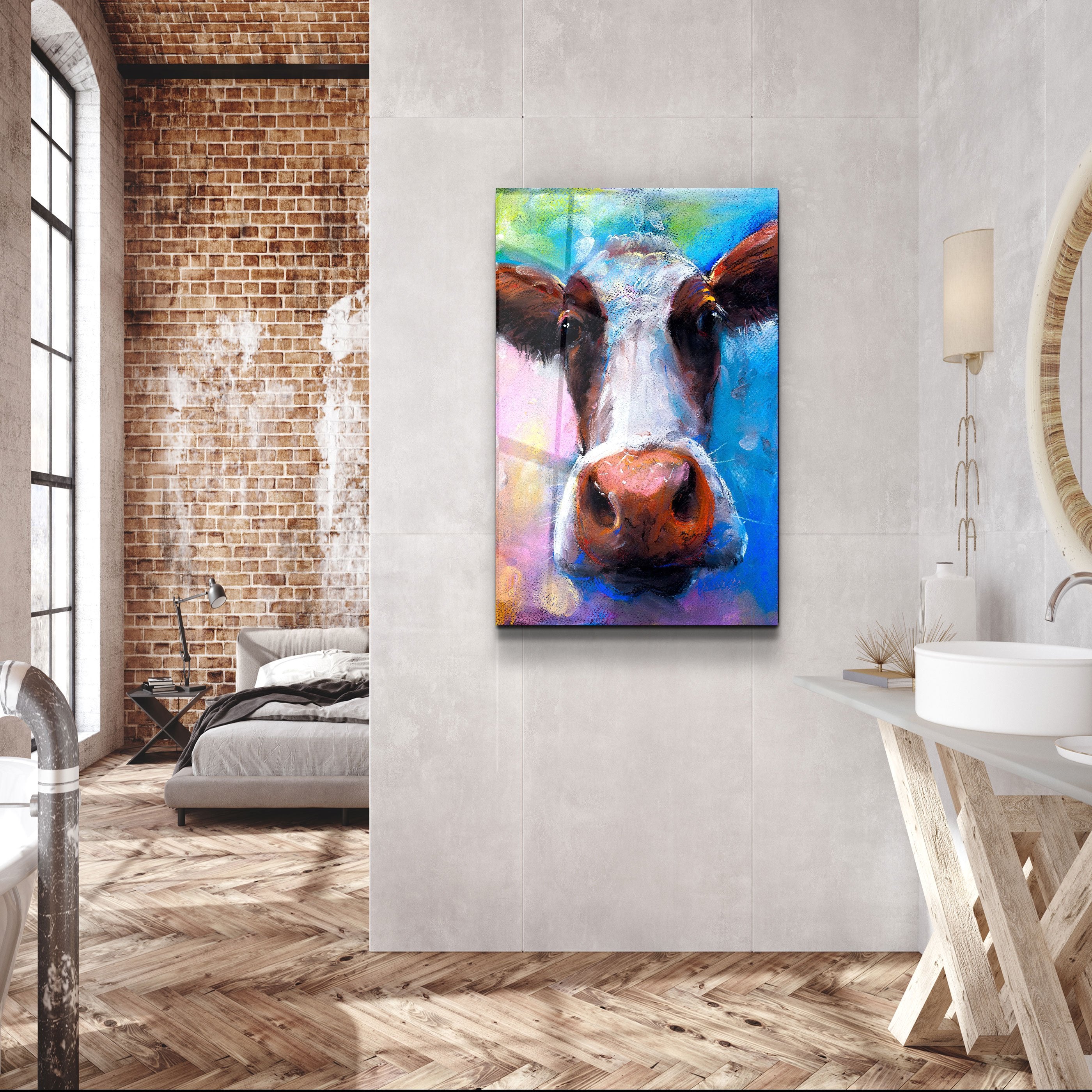 ・"Cow Smiling"・Glass Wall Art