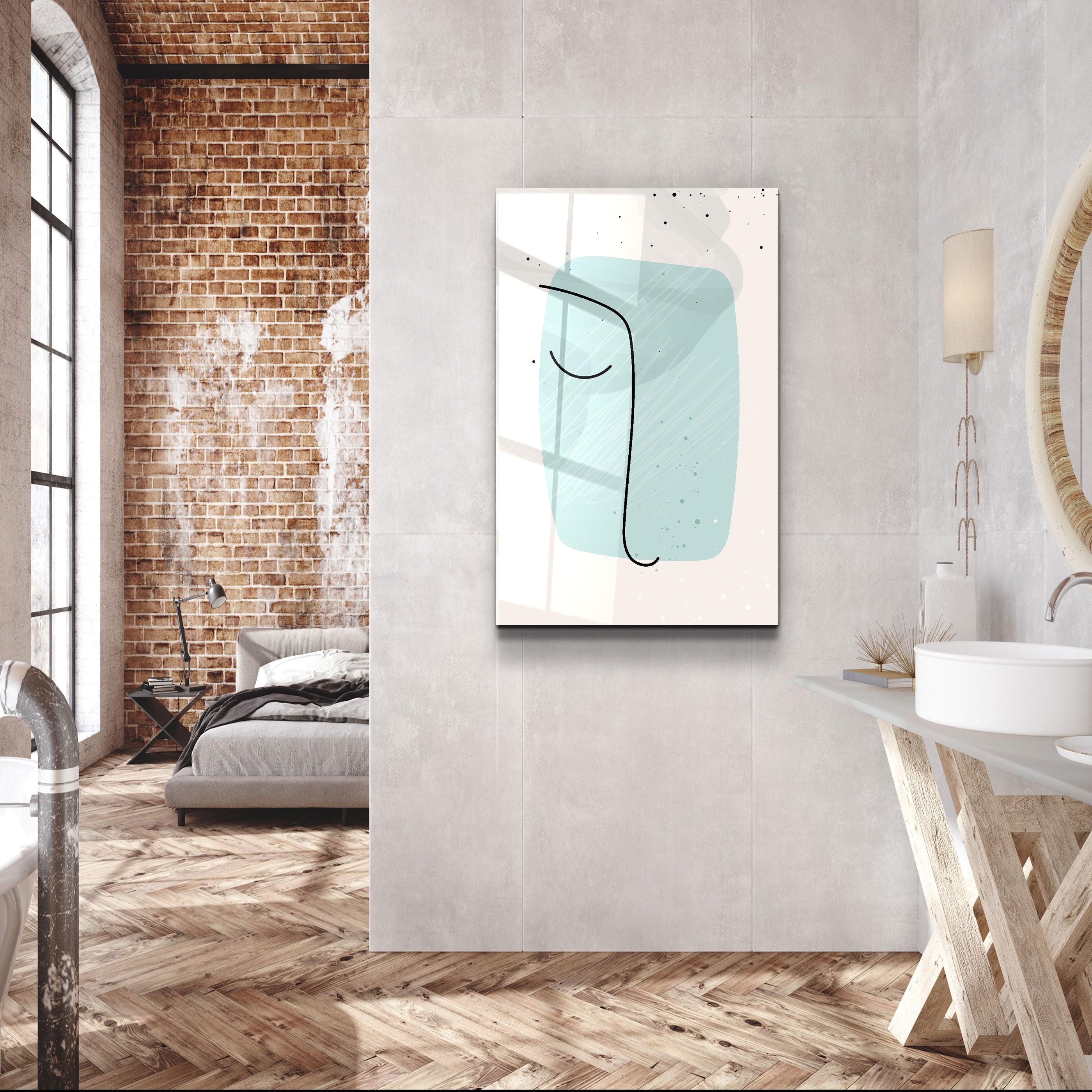 ・"Abstract Shapes and Line V2"・Glass Wall Art