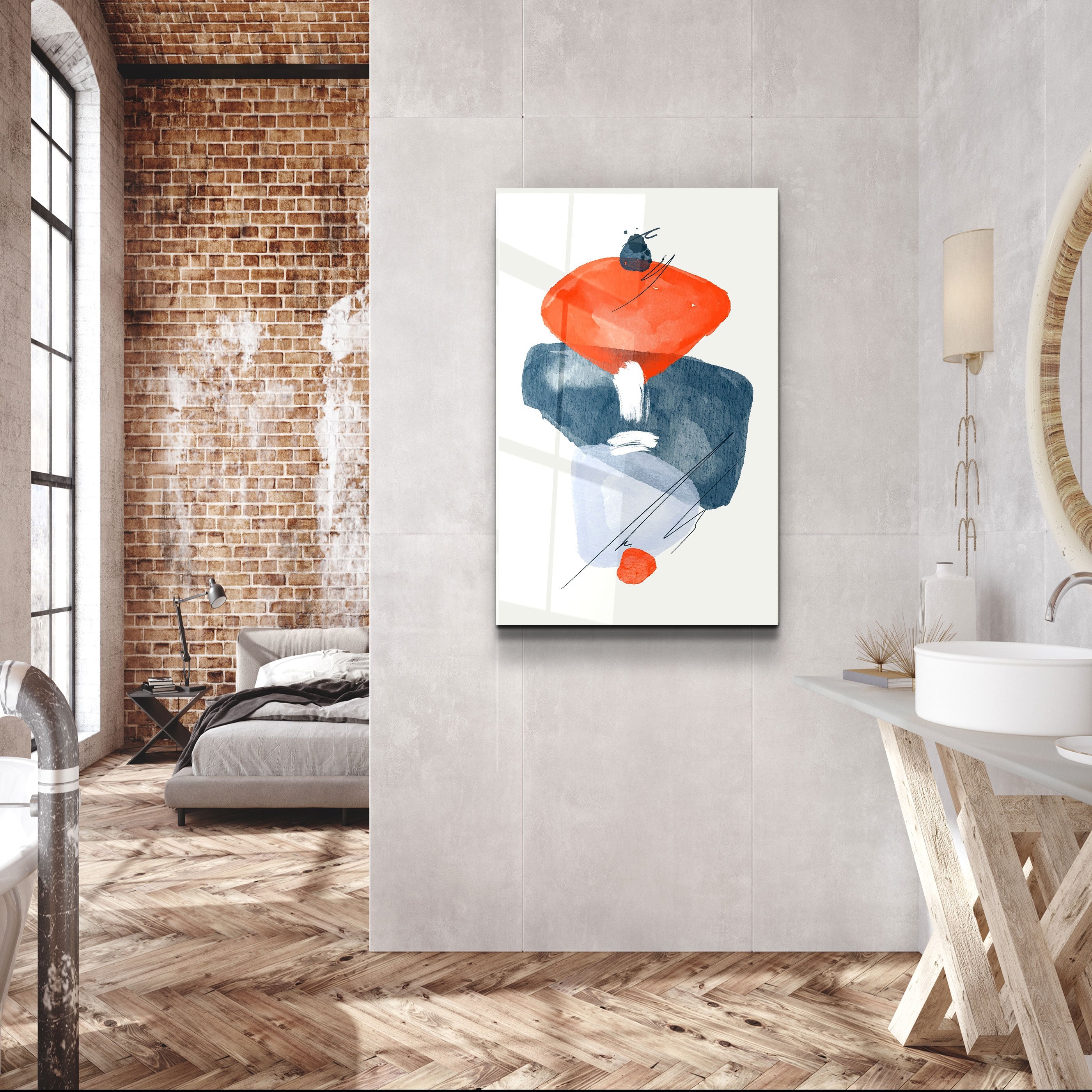 ・"Abstract Shapes V3"・Glass Wall Art