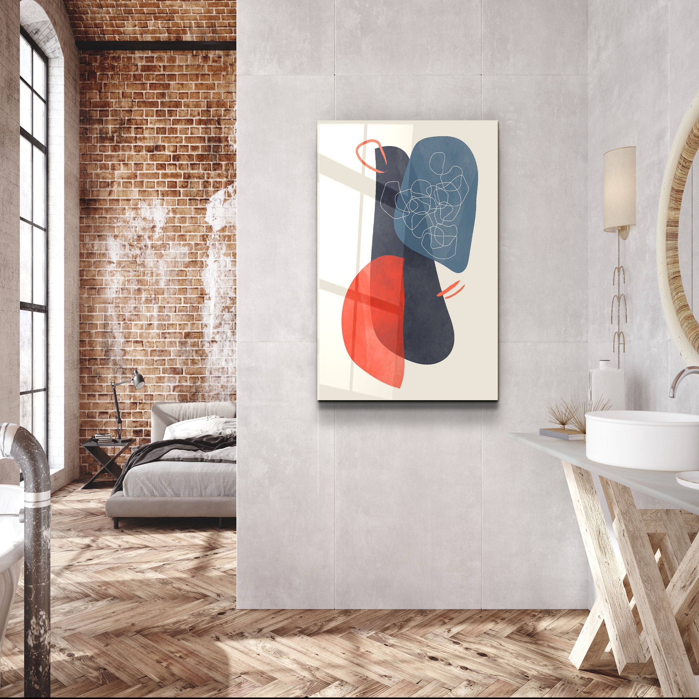 ・"Abstract Shapes V5"・Glass Wall Art