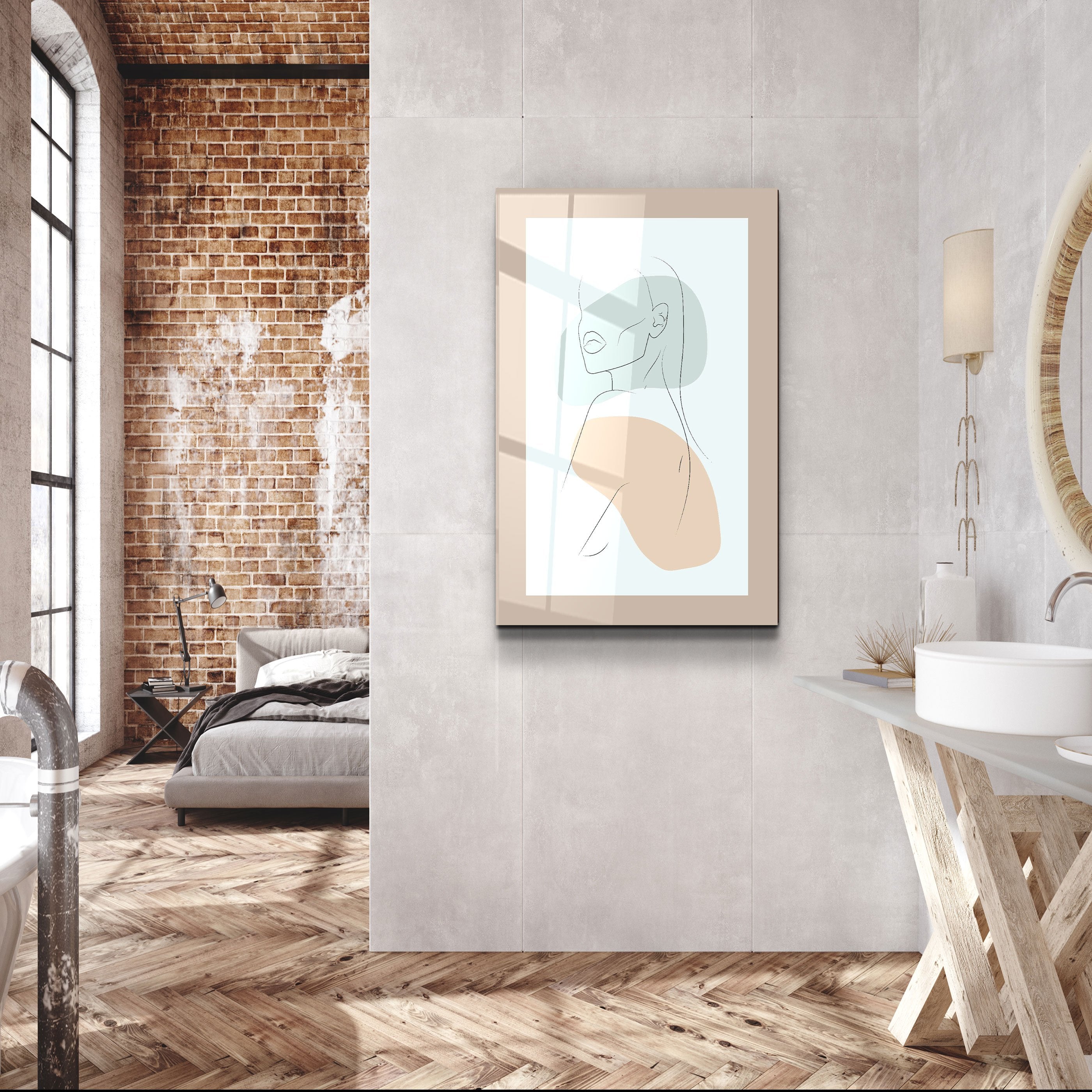 ・"Shapes and Woman Portrait V1"・Glass Wall Art