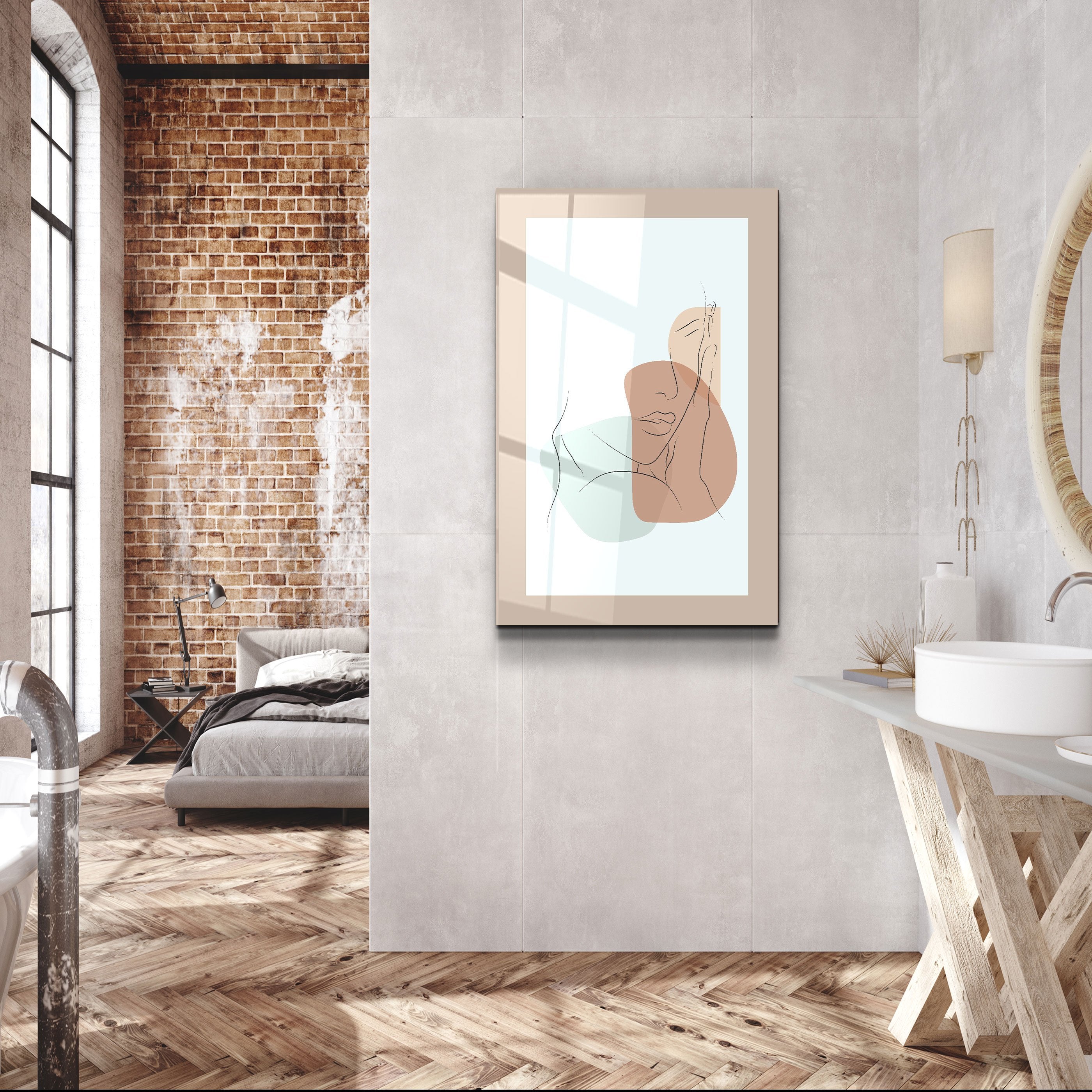 ・"Formes et portrait de femme V2"・Art mural en verre