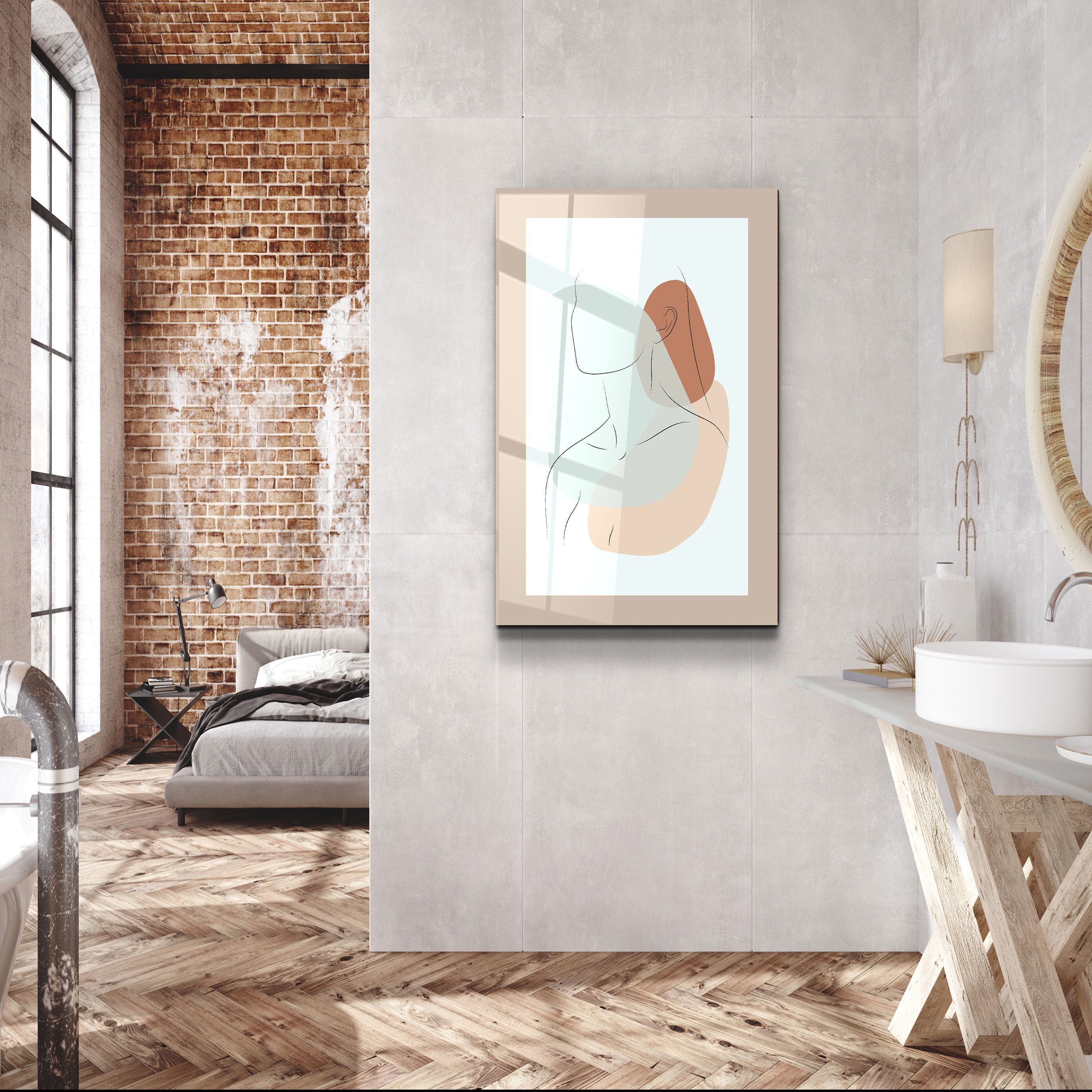 ・"Formes et portrait de femme V3"・Art mural en verre