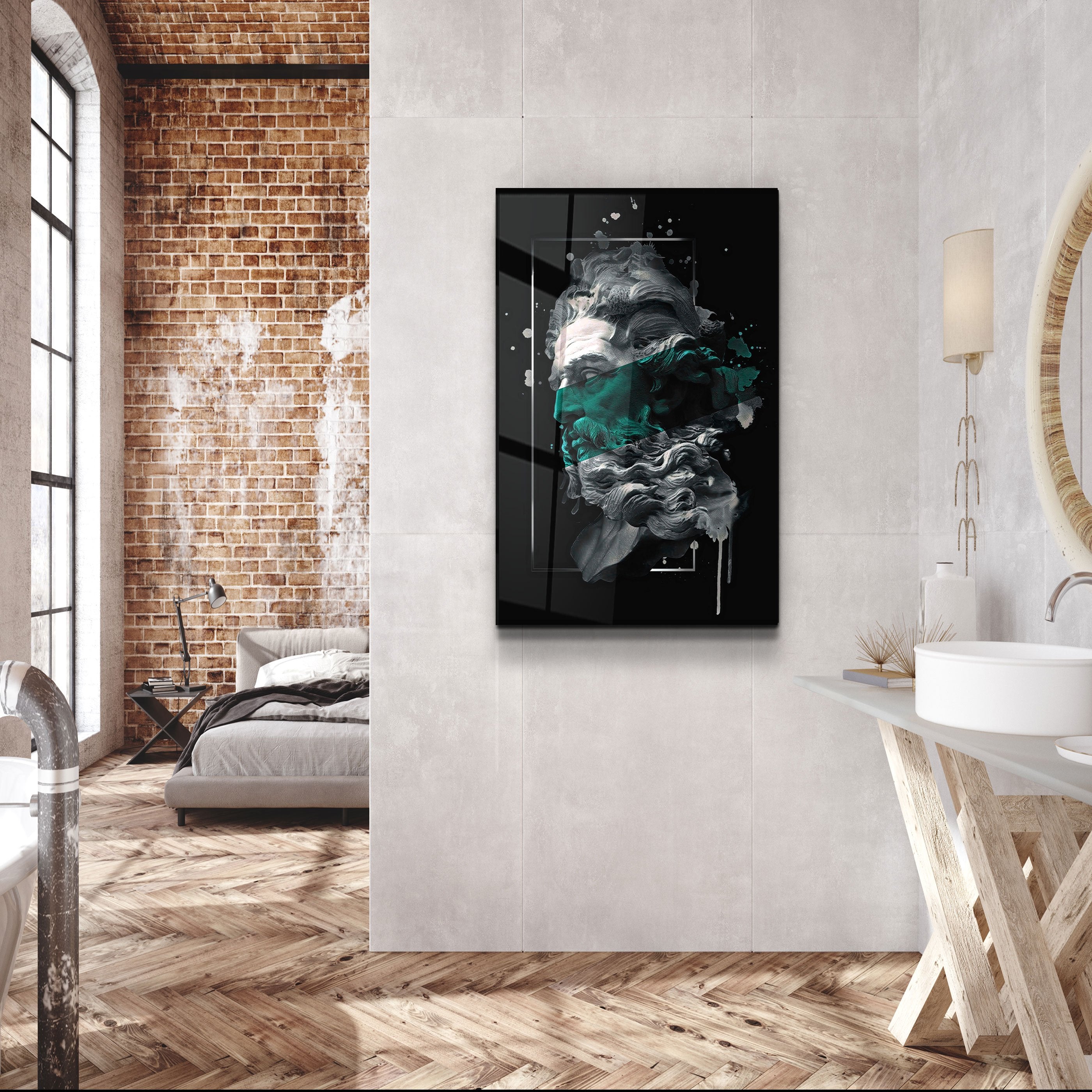 ・"Abstract Green Poseidon"・Glass Wall Art