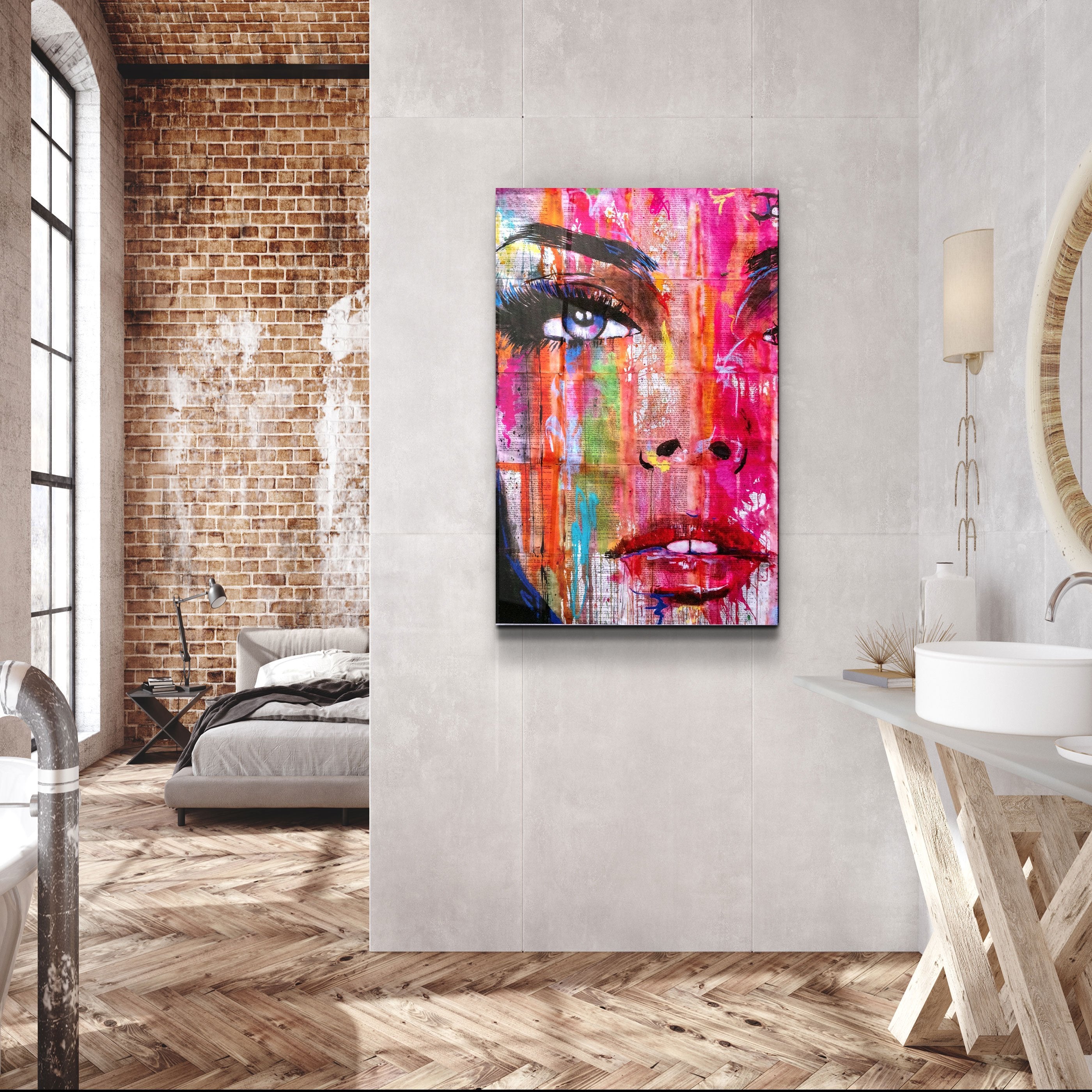 ・"Colorful Woman Face"・Glass Wall Art