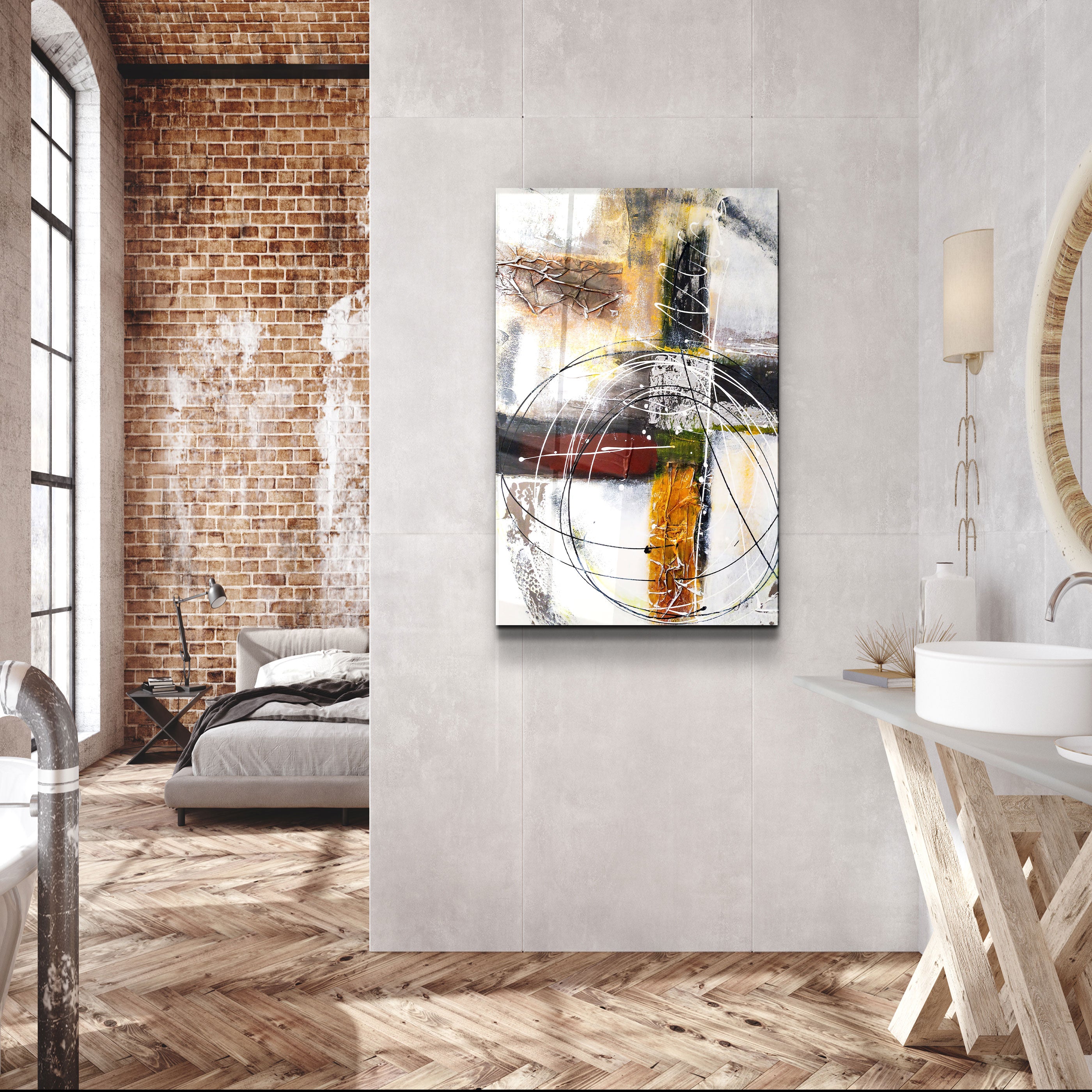 ・"Abstract Oil Painting V2"・Glass Wall Art