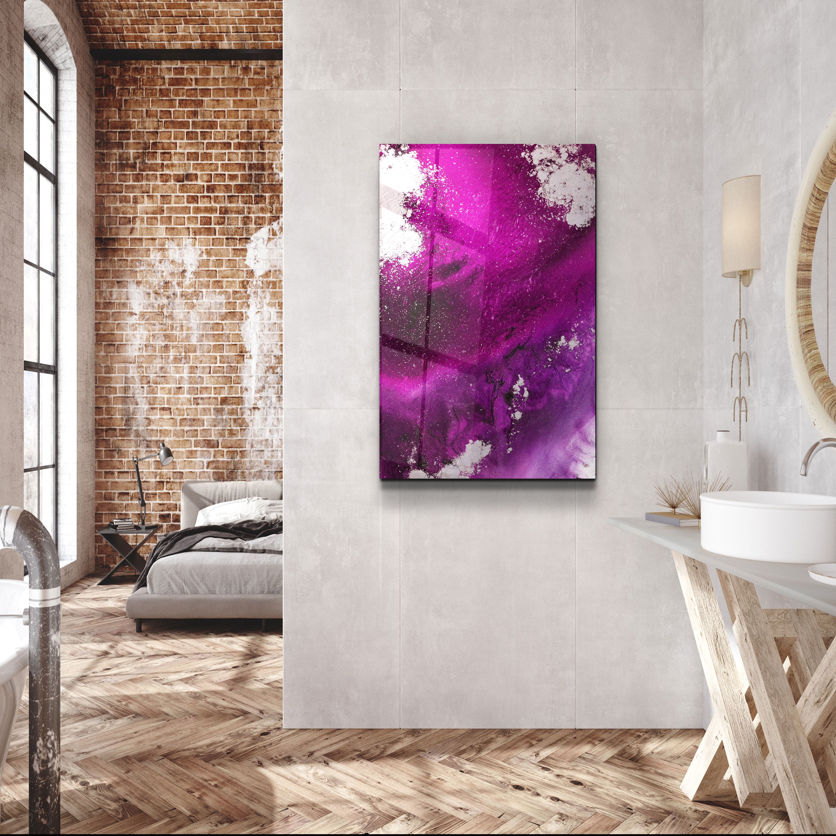 ・"Bird's Eye In Purple V3"・Glass Wall Art