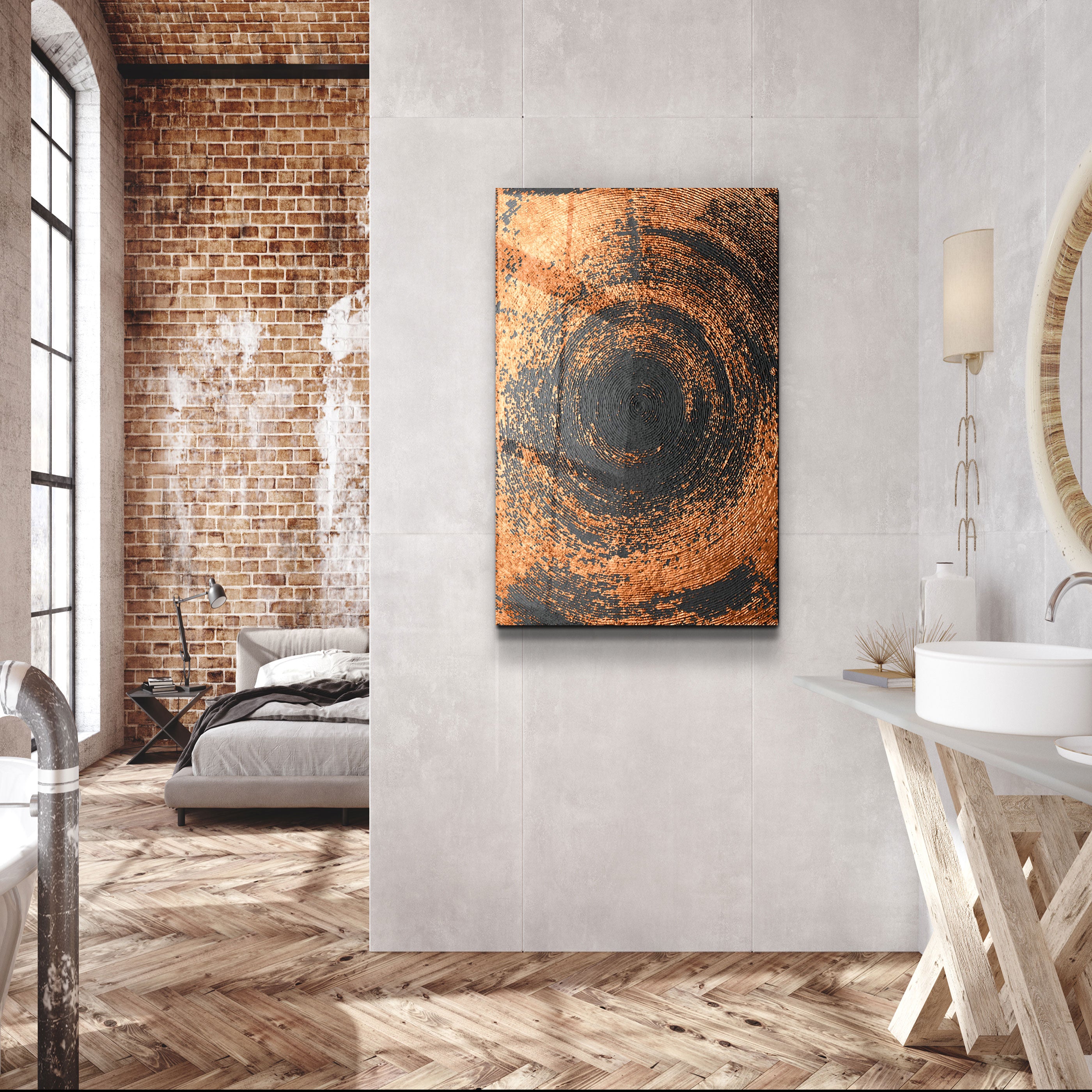 ・"Gold Circle V2"・Glass Wall Art