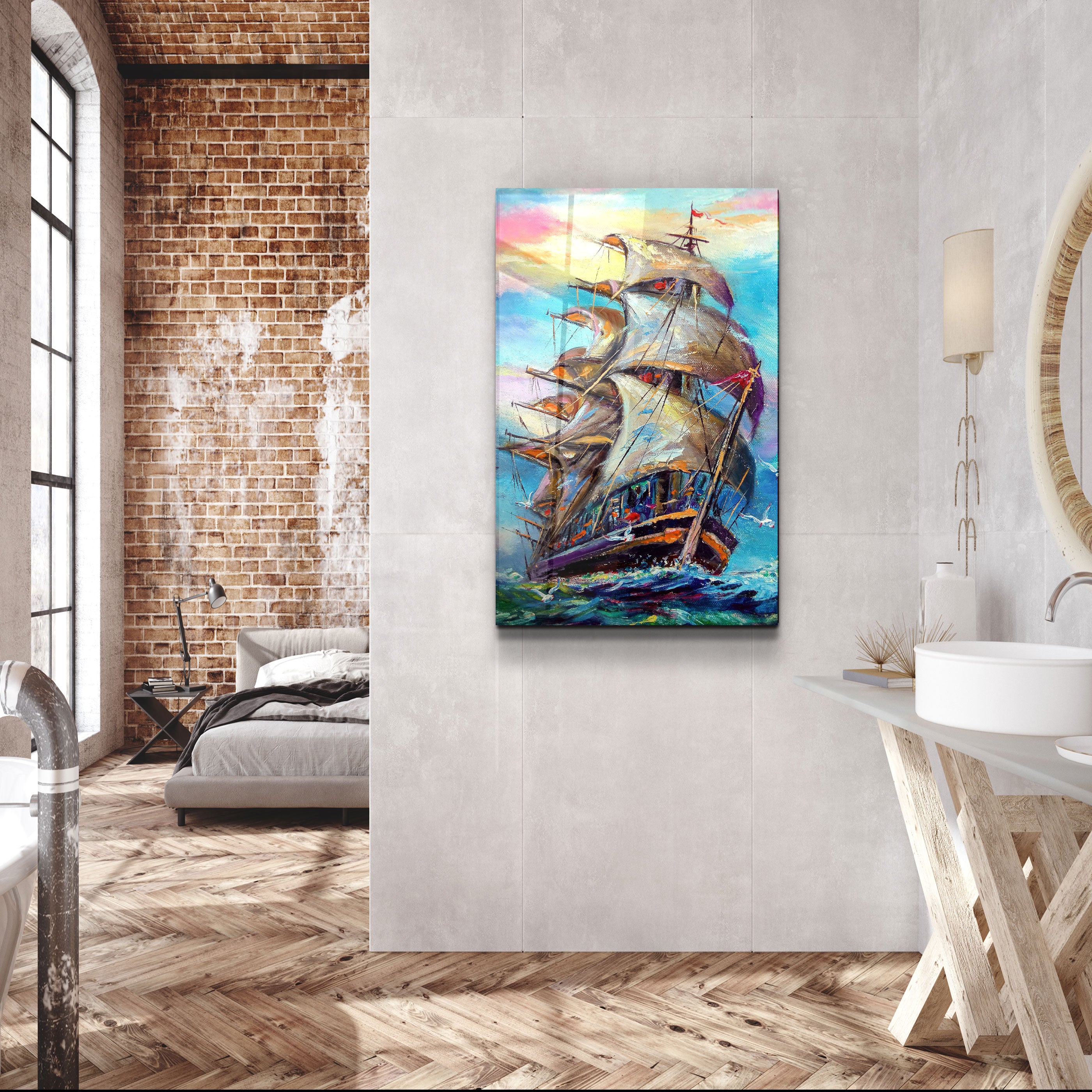 ・"Galleon"・Glass Wall Art