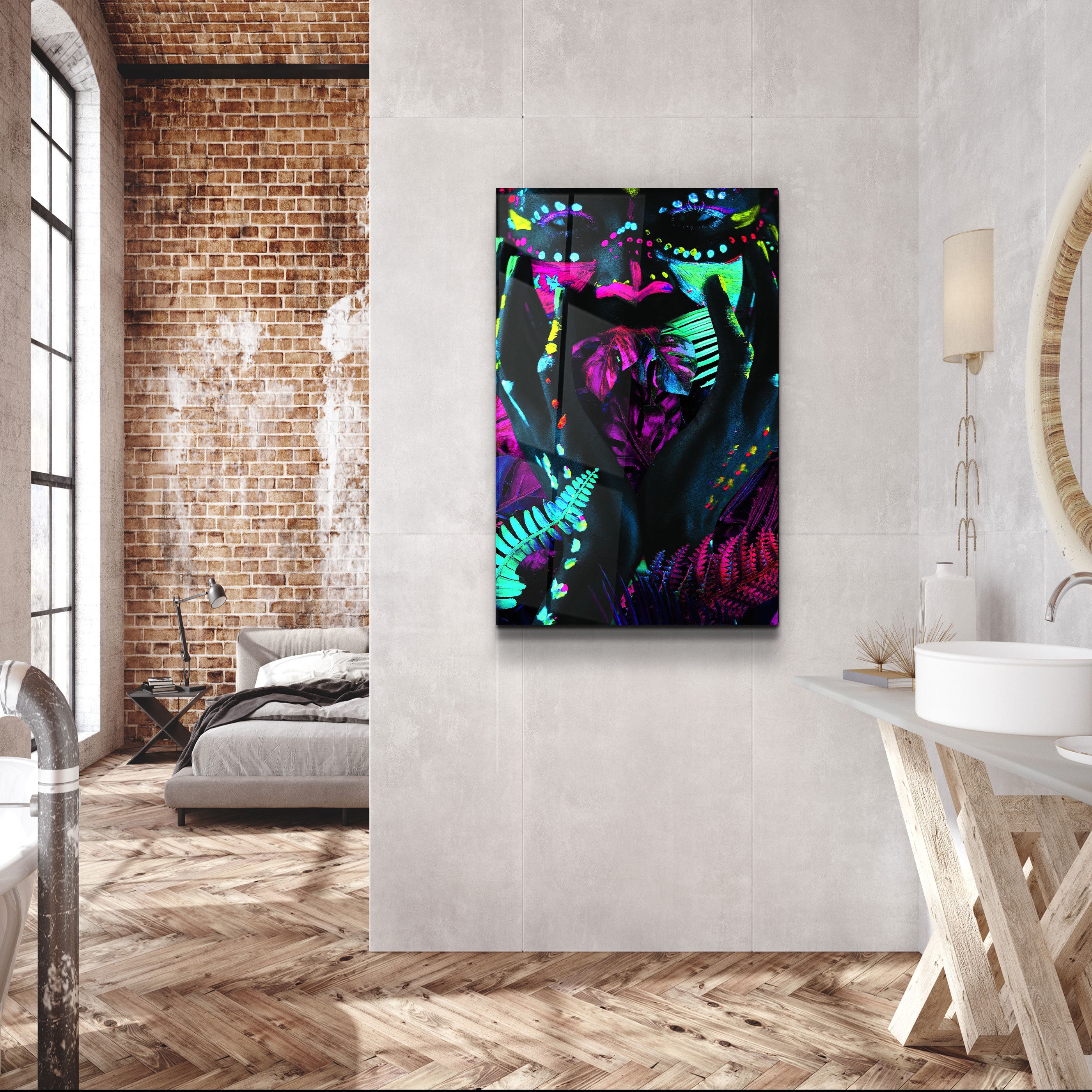 ・"Neon Face"・GLASS WALL ART