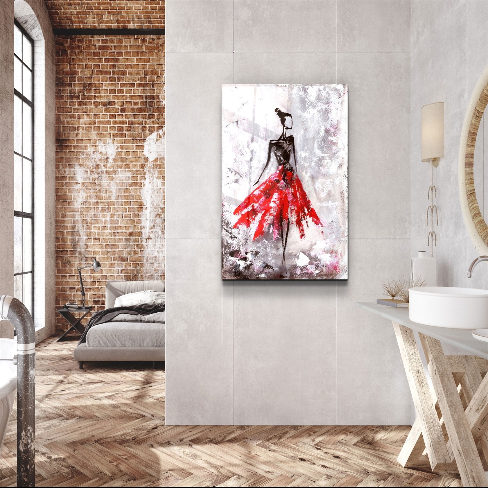 ・"Ballerine (rouge)"・Art mural en verre