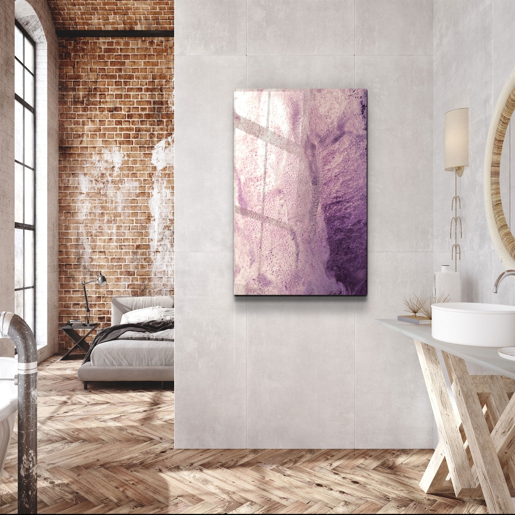 ・« Motif abstrait rose »・Art mural en verre