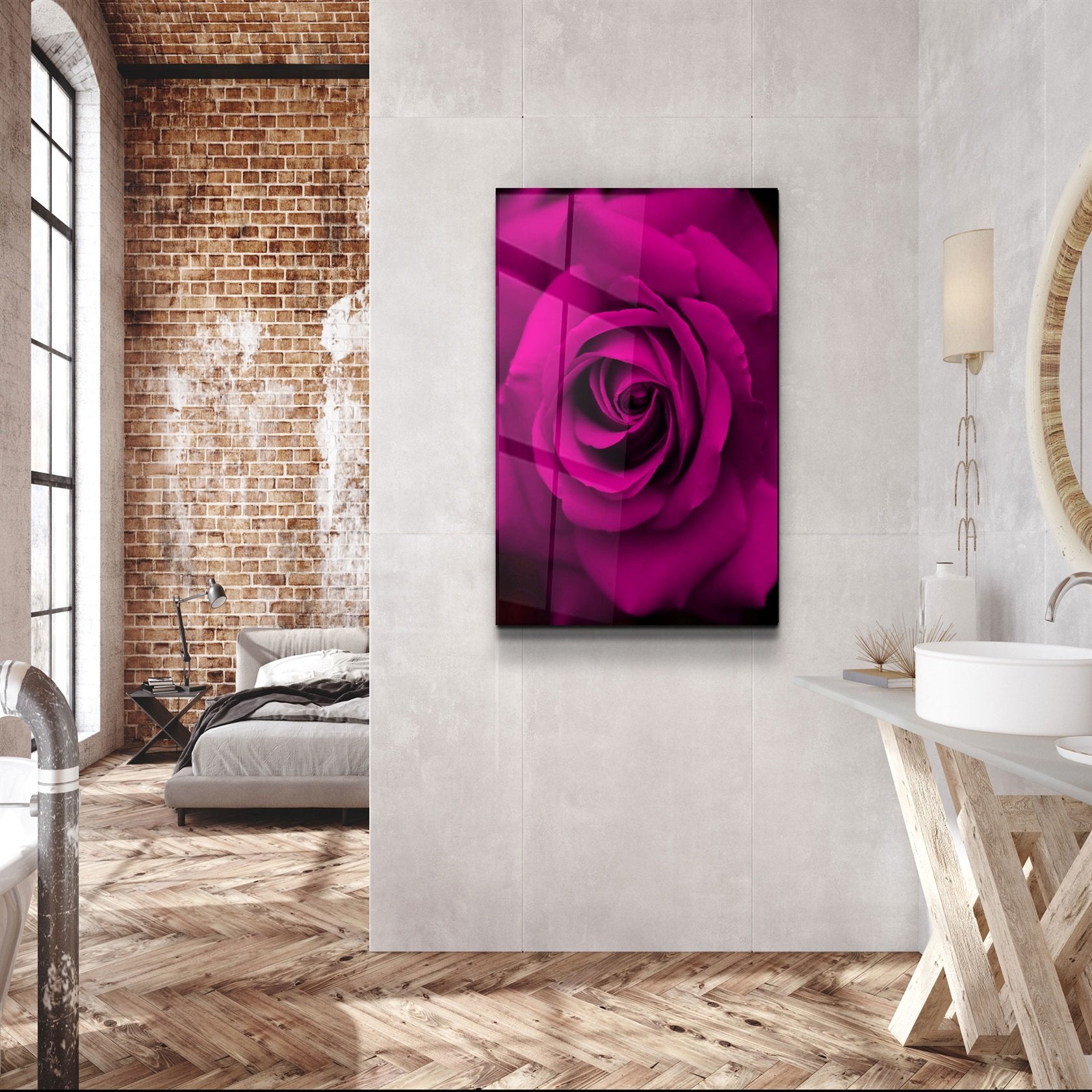 ・"Rose"・Art mural en verre