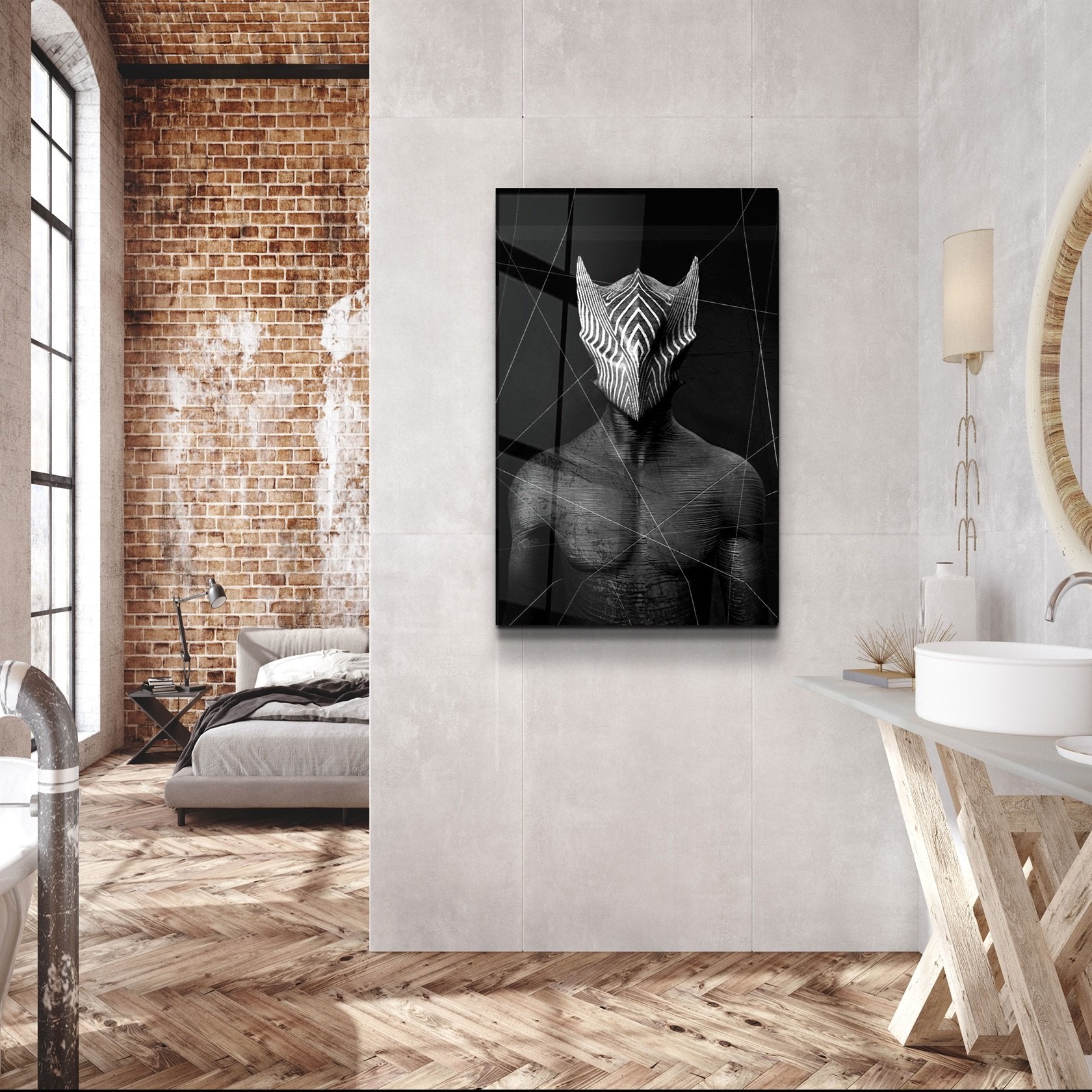 ・"Homme masqué abstrait V1"・Art mural en verre